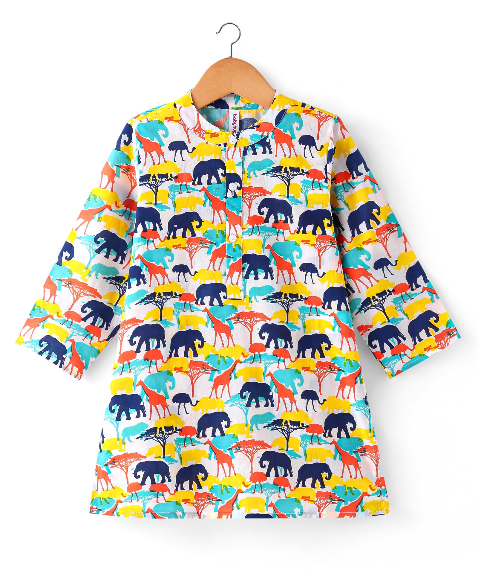 Babyhug 100% Cotton Woven Full Sleeves Kurta Wild Animal Print - Multicolour-picture-25