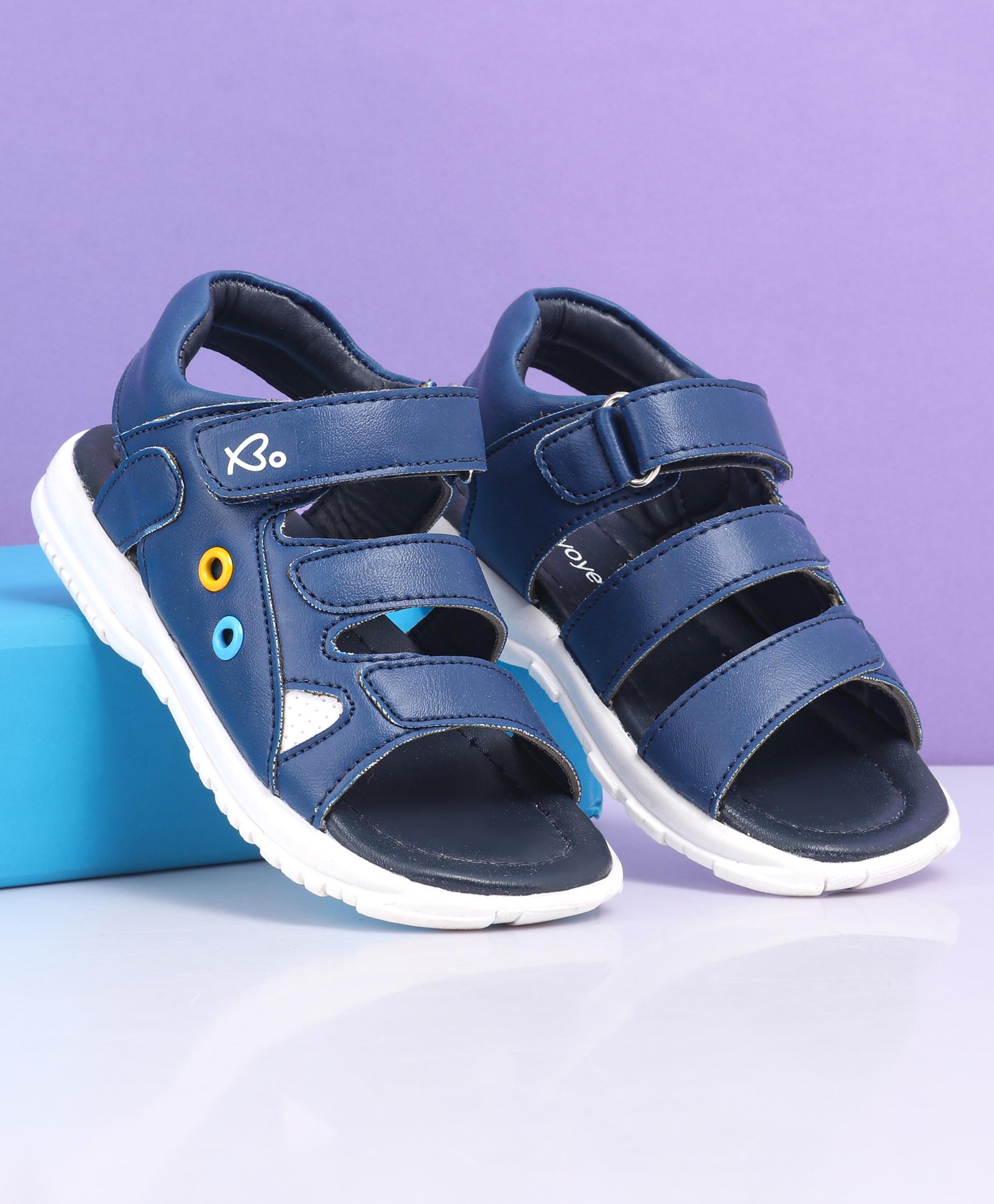 Babyoye Sandals with Velcro Closure - Navy Blue-picture-18