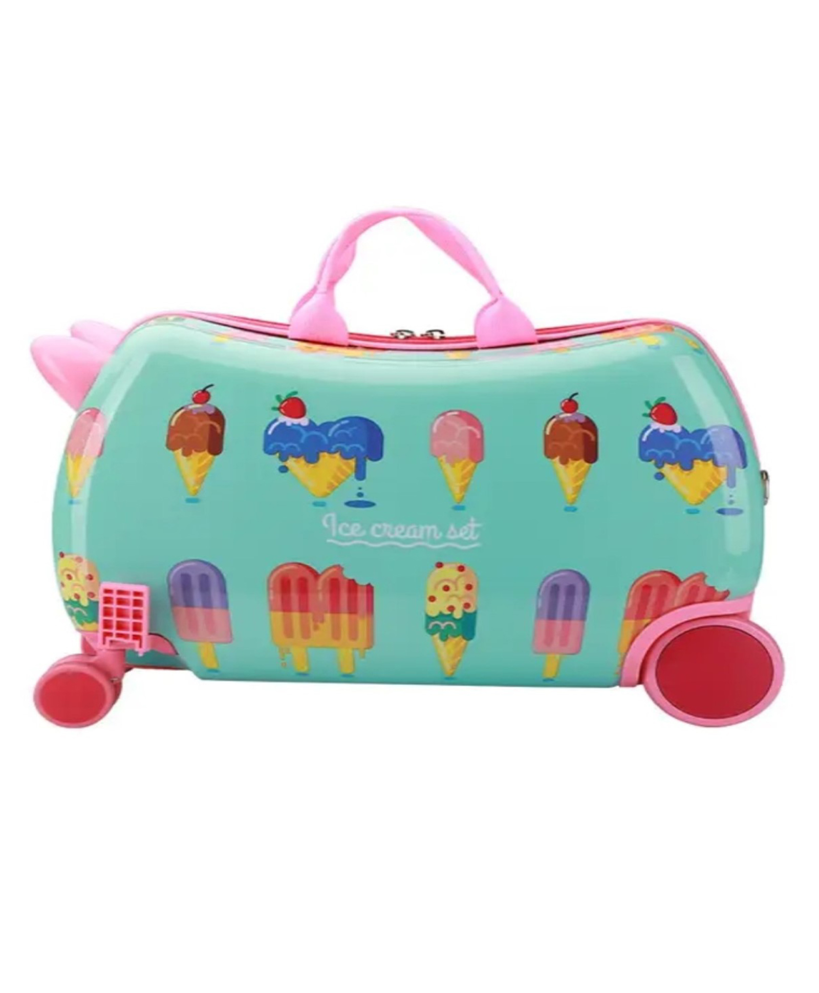 D Paradise Kids Ride On Suitcase and Toddler Carry On Hand Luggage- Candy Ice-cream Print 18 Inches-image-8