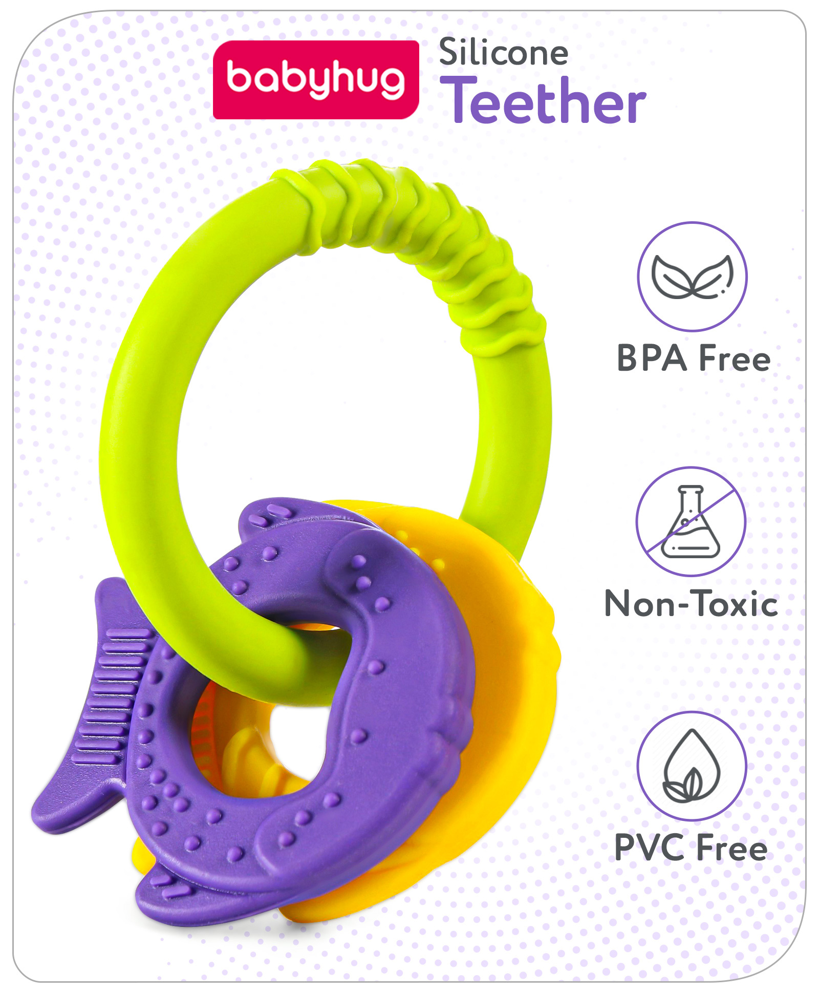 Babyhug Fish Shaped Silicone Teether- Multicolor