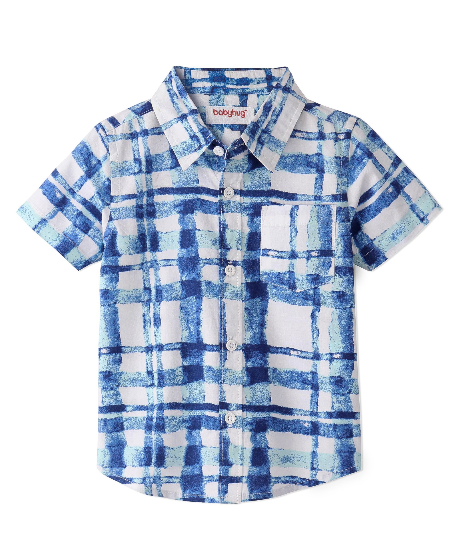 Babyhug 100% Cotton Half Sleeves Check Shirts -Blue-picture-18