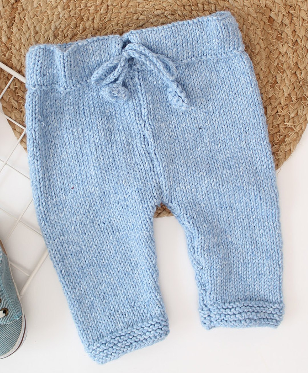 Woonie Hand Knitted Jeans Look Style Acrylic Pant - Blue-image-10