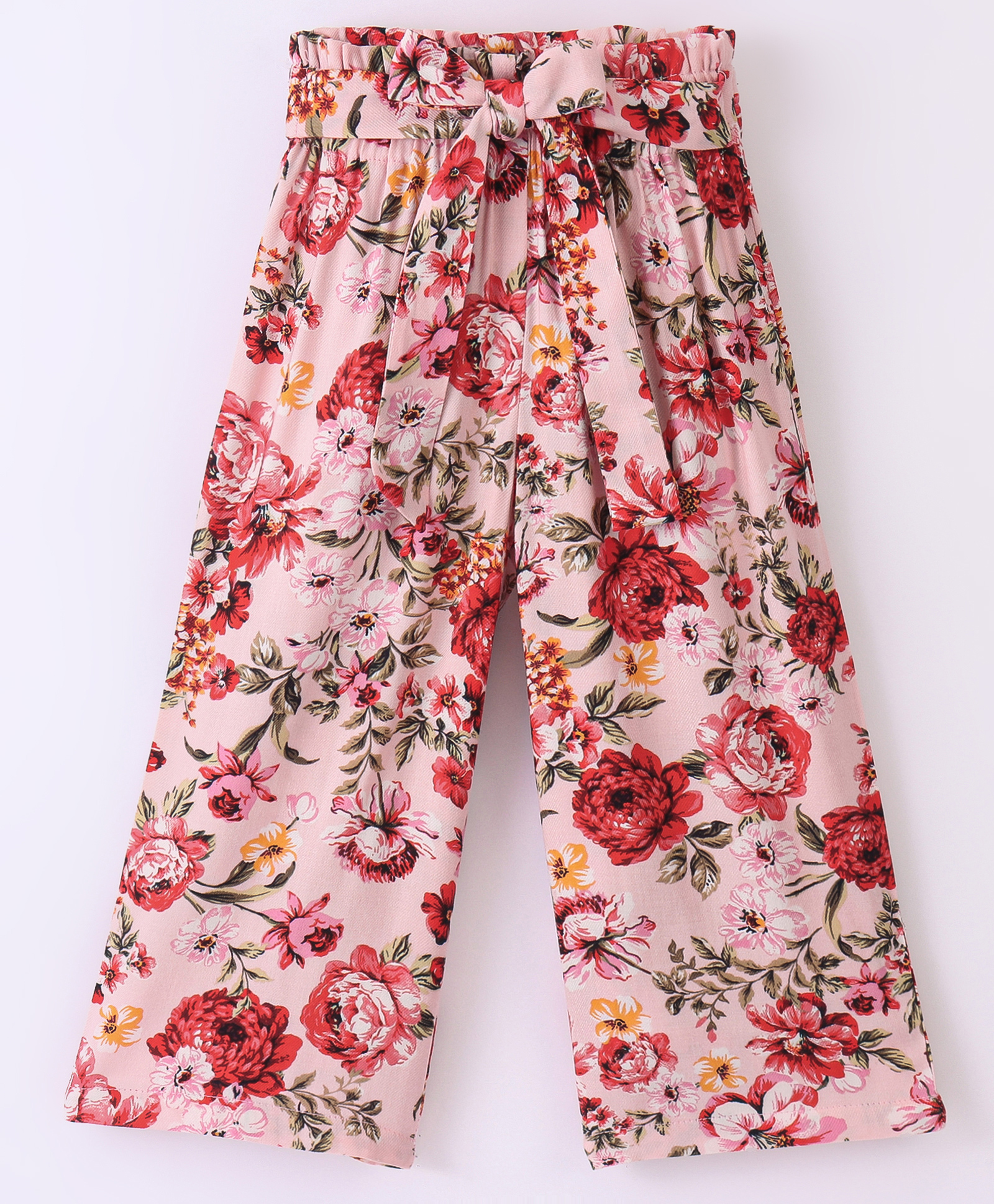 CrayonFlakes Seamless Flowers Printed Belted Palazzo - Pink-picture-15