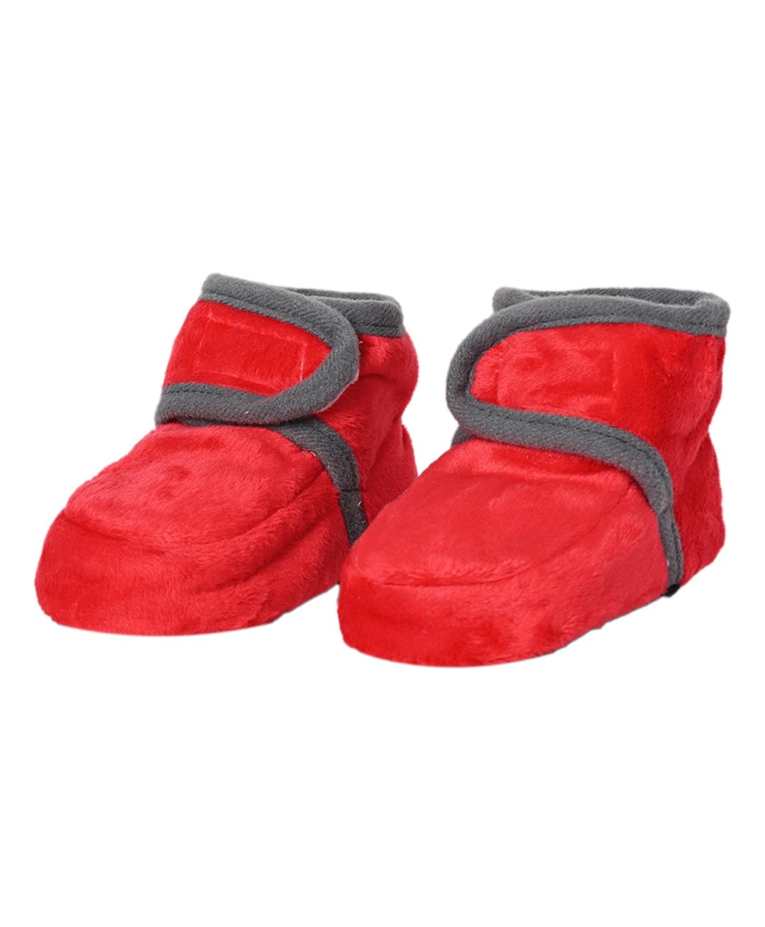 Kid-O-World Velvet Velcro Closure  Piping Booties -  Red-picture-21