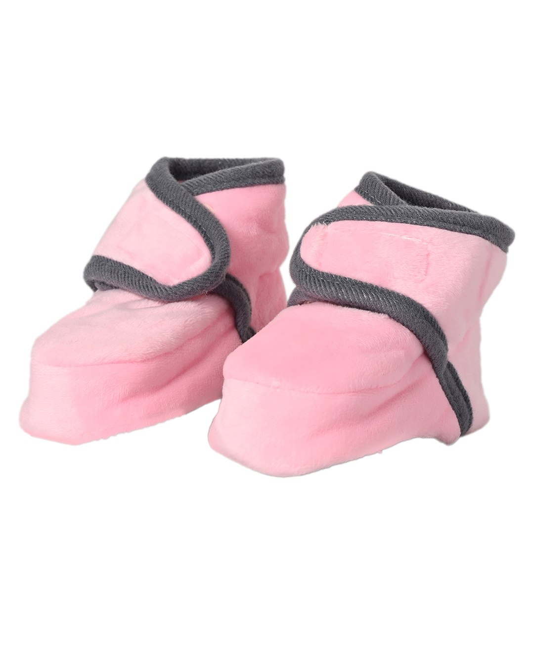 Kid-O-World Velvet Velcro Closure  Piping Booties - Light Pink-picture-35