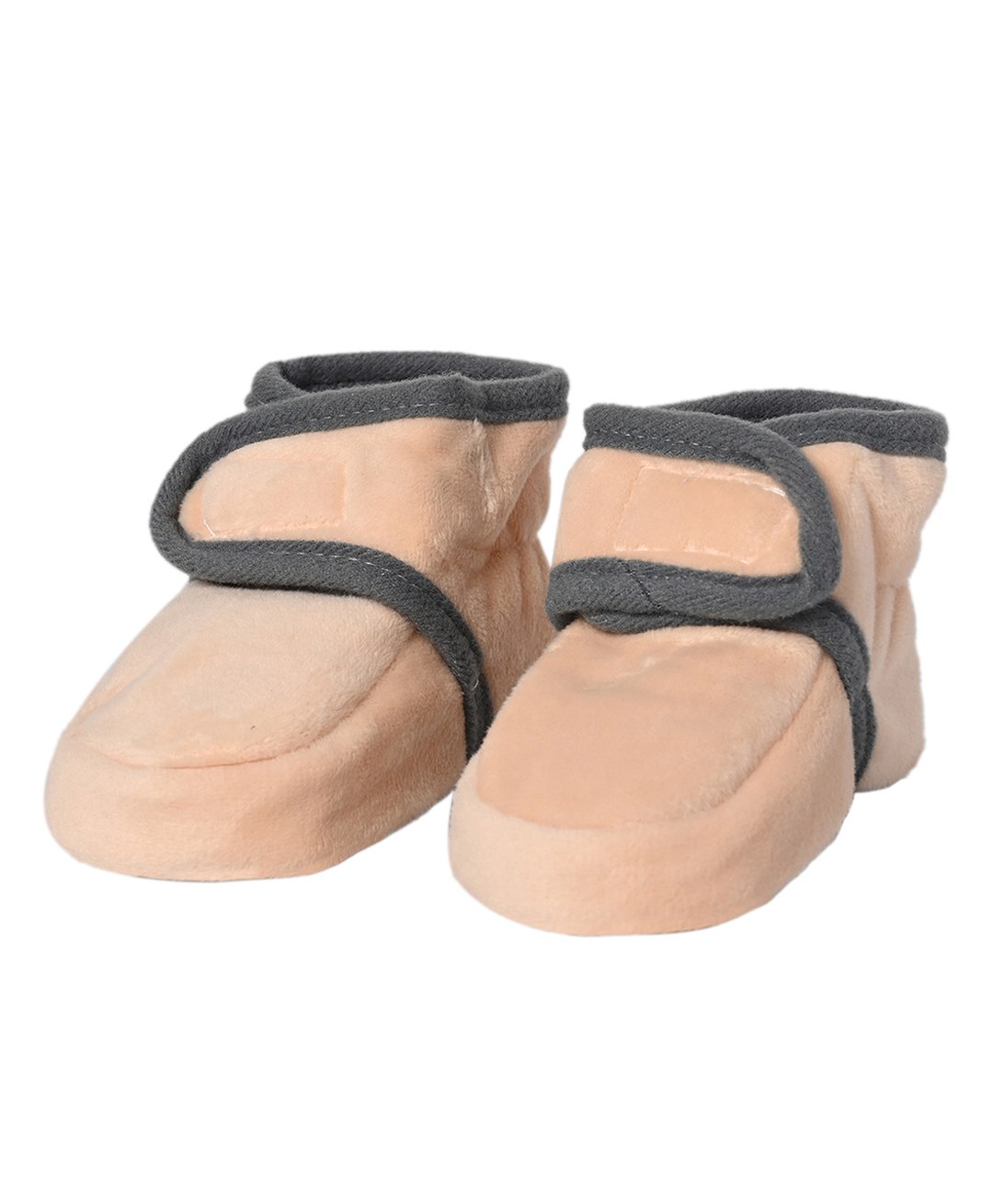 Kid-O-World Velvet Velcro Closure  Piping Booties - Beige-picture-15