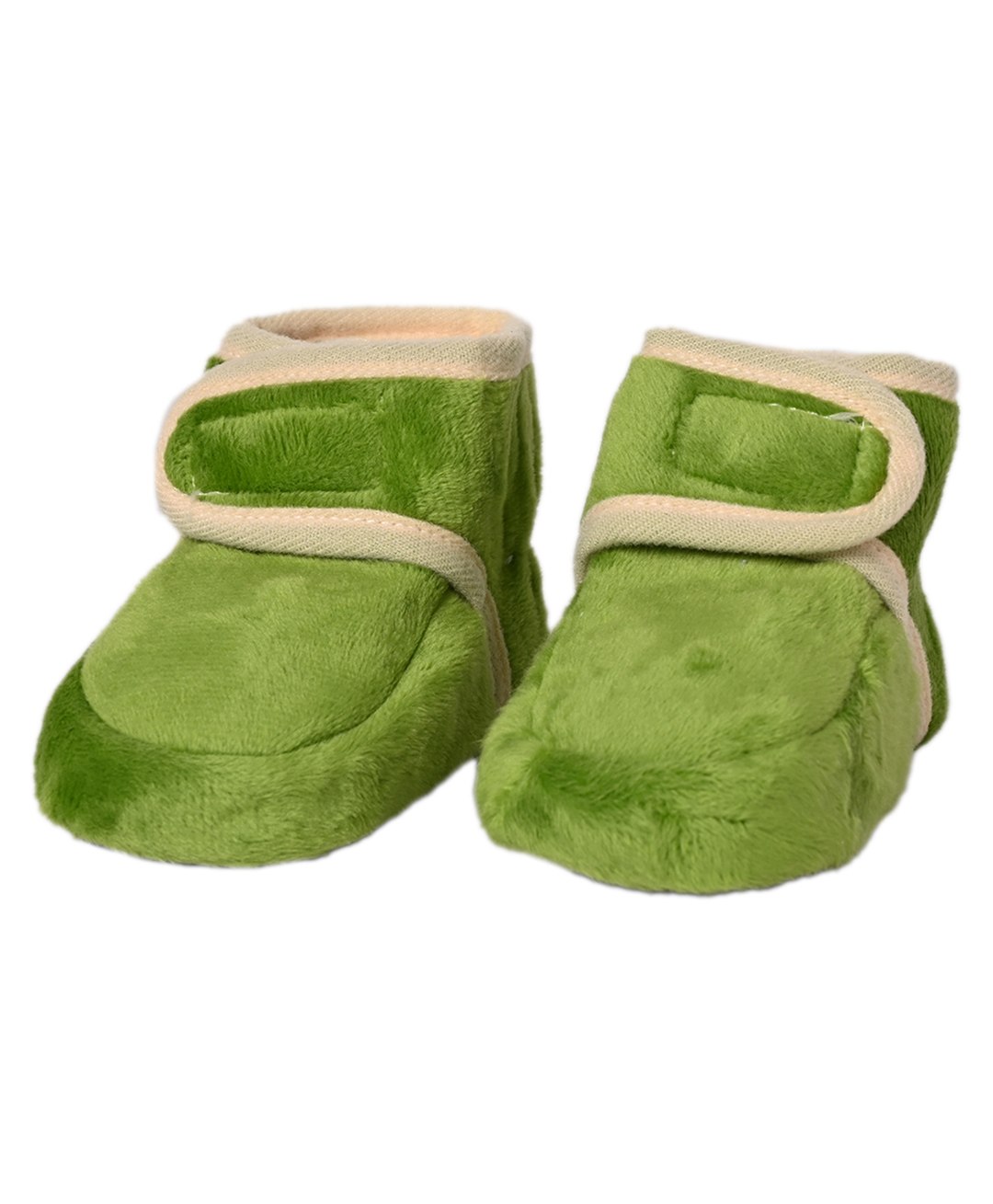 Kid-O-World Velvet Velcro Closure  Piping Booties - Green-picture-15