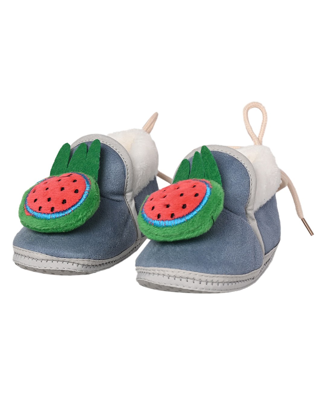 Kid-O-World Fruit Applique Detailed Fur Soft Sole Booties - Grey-picture-14