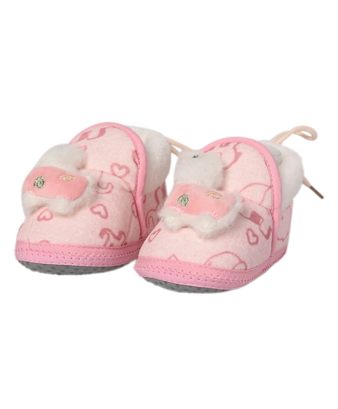 Kid-O-World Llama Applique Detailed & Heart Designed Fur Soft Sole Booties - Pink-picture-40