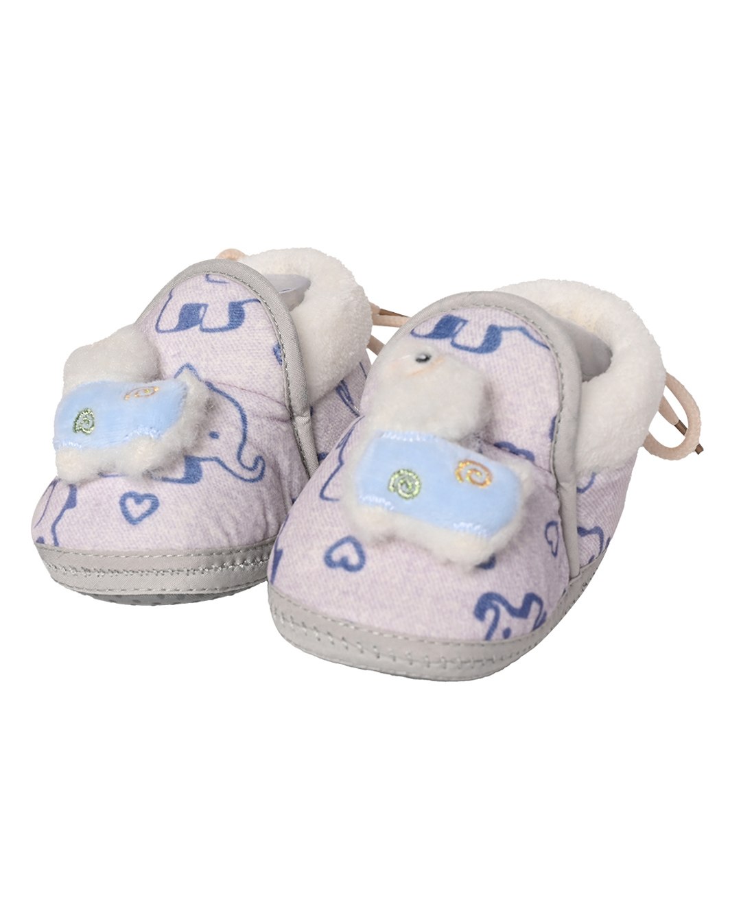Kid-O-World Llama Applique Detailed & Heart Designed Fur Soft Sole Booties - Grey-image-46