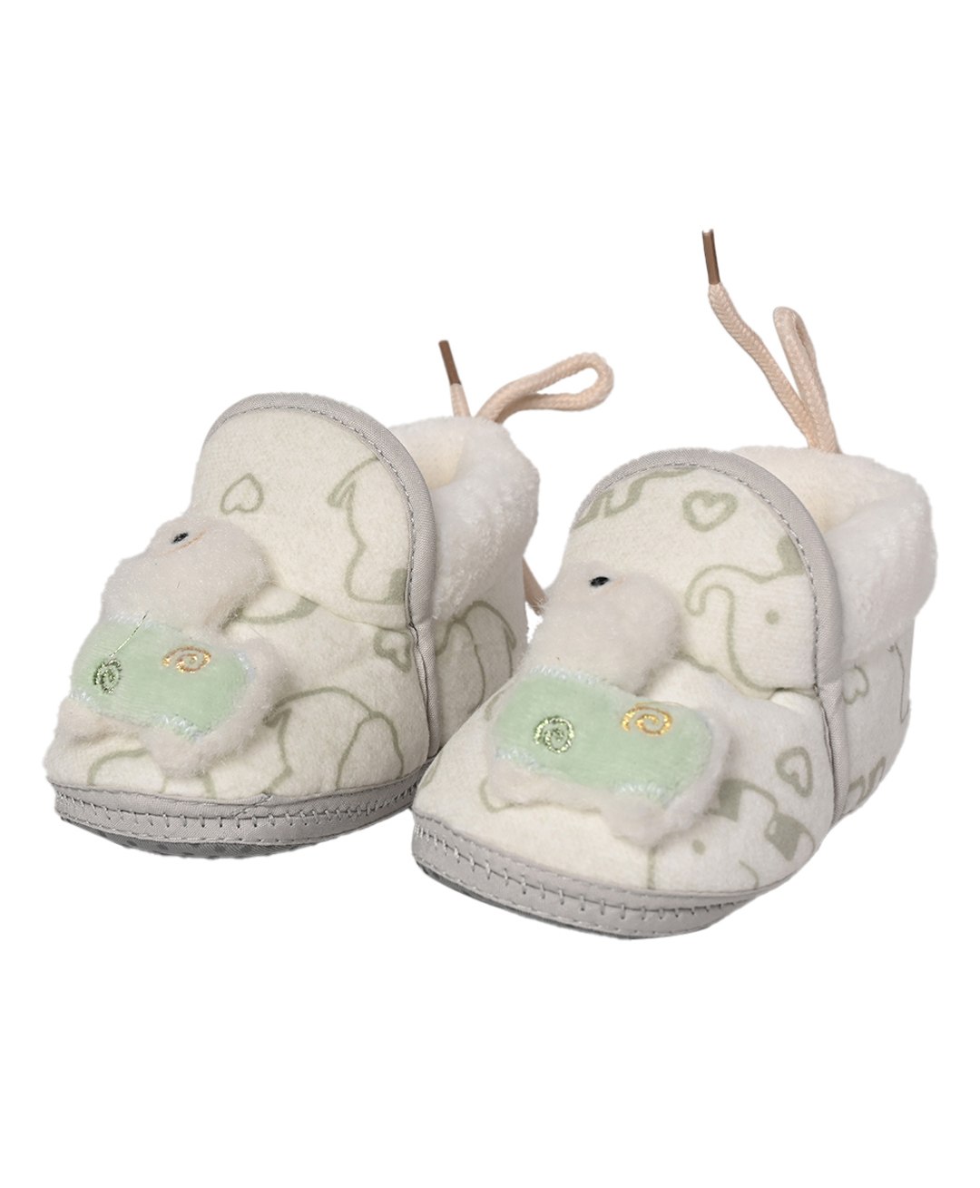 Kid-O-World Llama Applique Detailed & Heart Designed Fur Soft Sole Booties - Cream-picture-27