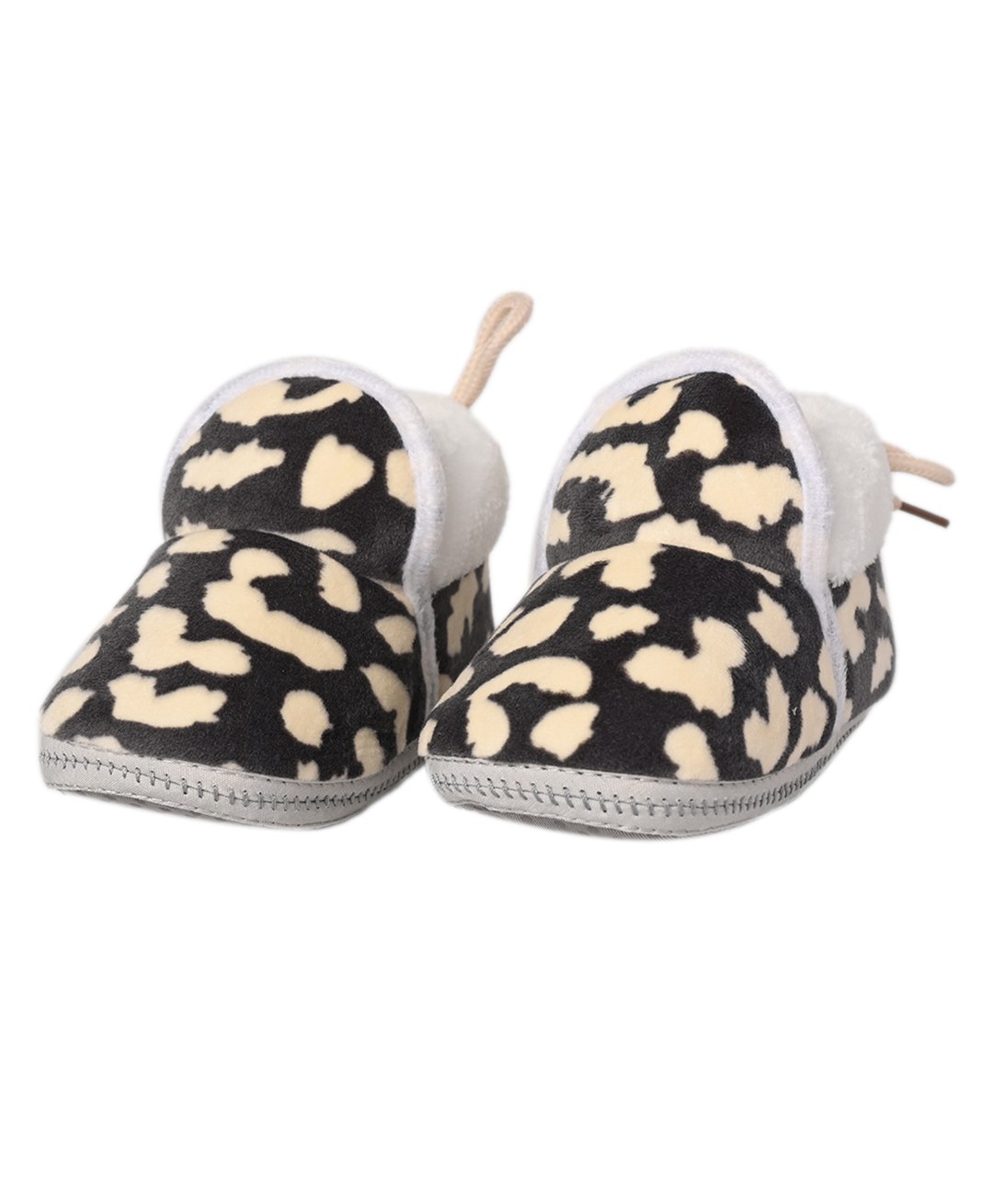 Kid-O-World Leopard Design Detailed Fur Soft Sole Velvet Booties - Dark Brown-picture-20
