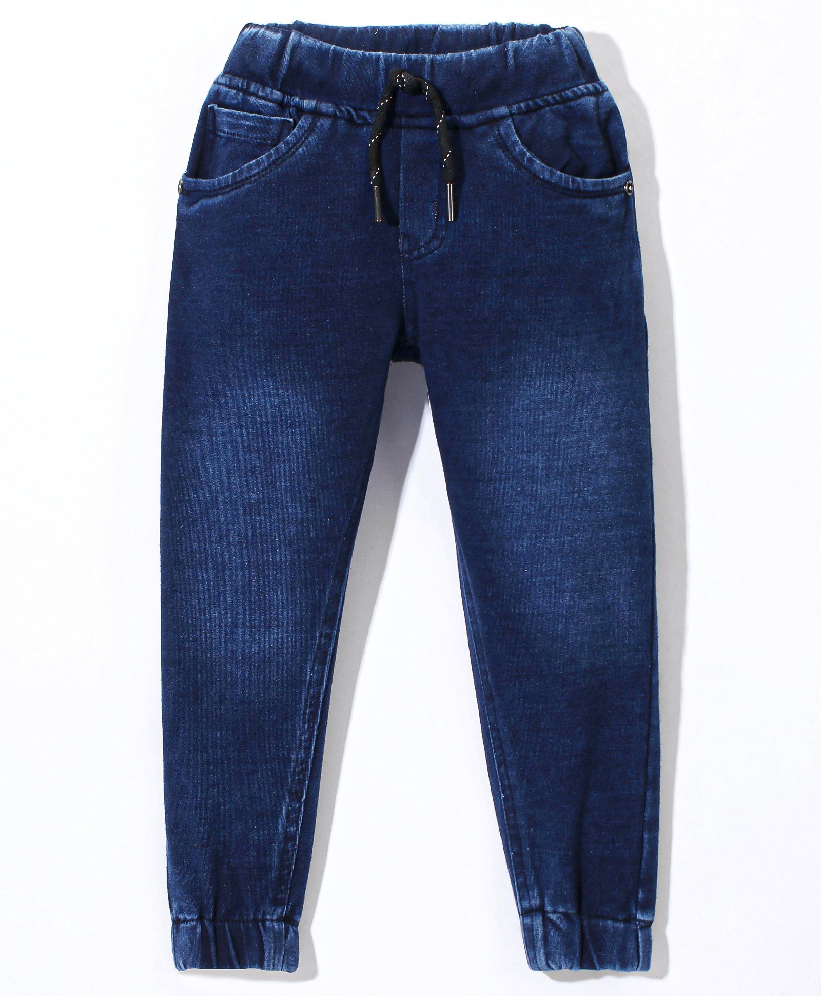 Olio Kids Denim Knit Full Length Jeans Solid Colour - Deep Blue-image-25