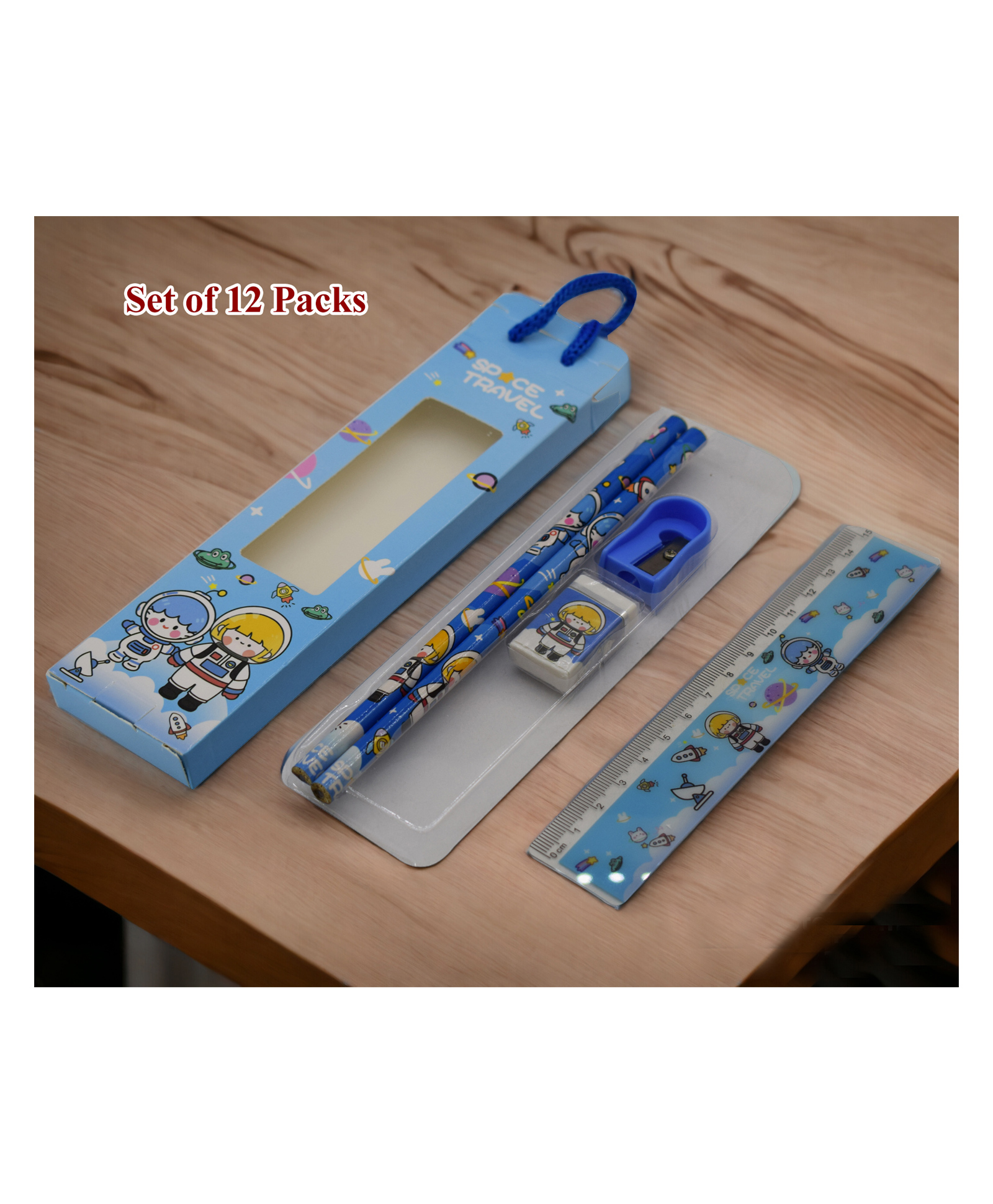 Asera Space Theme Stationery Gift Pack Set of 12 - Blue-picture-45