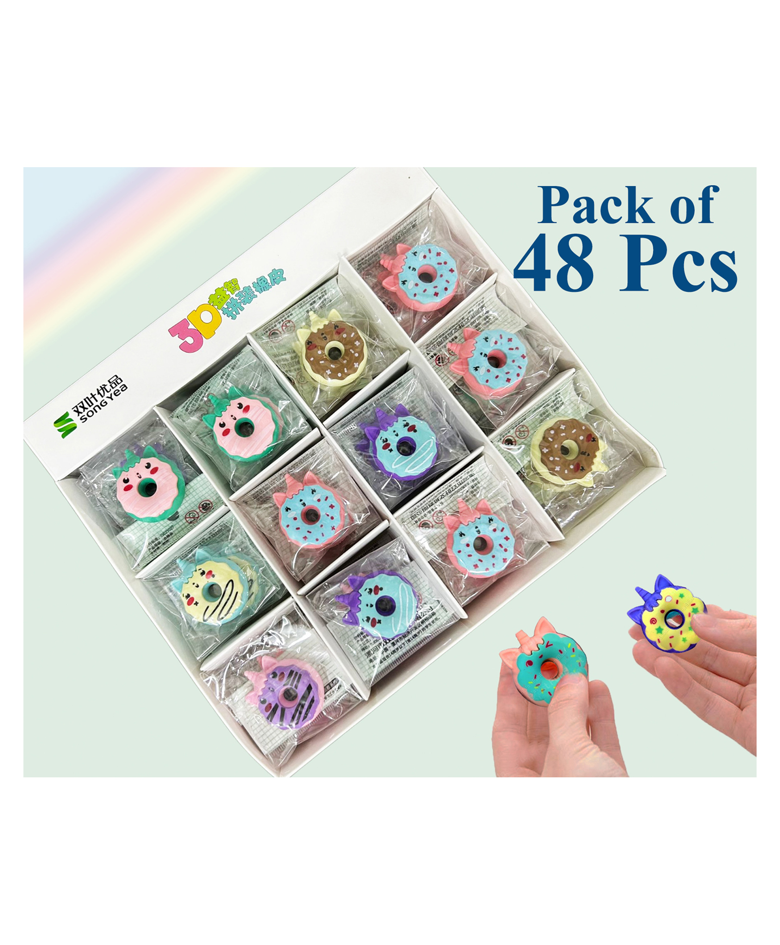 Asera Donut Erasers for Kids/Girls Birthday Return Gifts (Set of 48)-picture-3