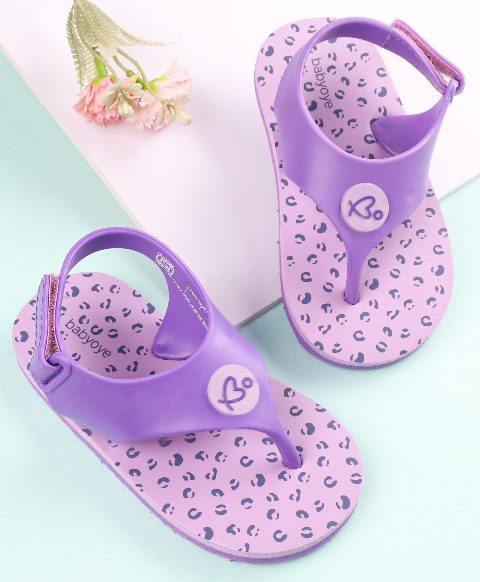 Babyoye Flip Flops Paw Design Velcro Closure - Purple-picture-24