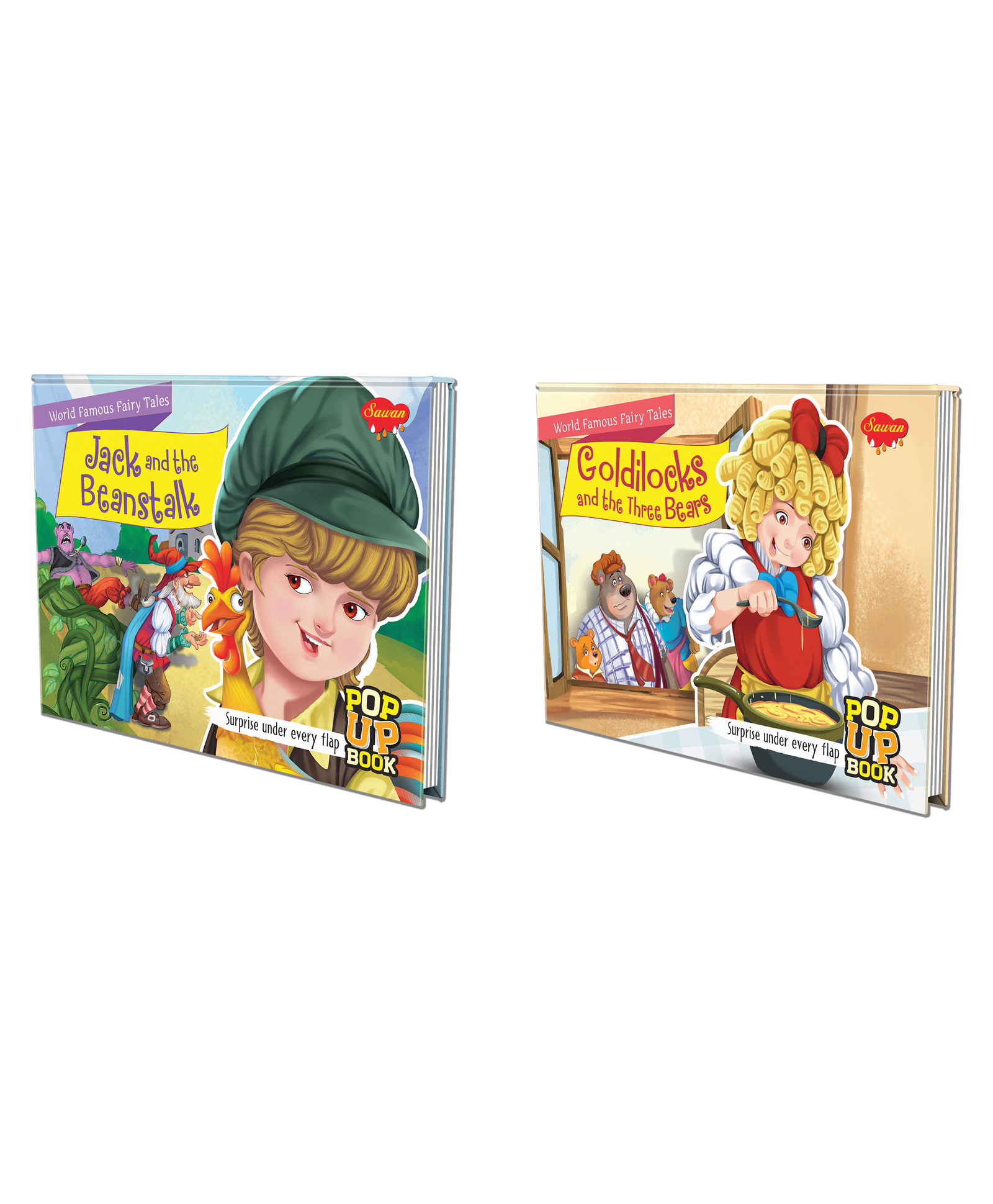 Set of 2 POP UP books World Famous Fairy Tales Goldilocks and the Three Bears and Jack and the Beanstalk From Bears to Giants - Tales of Goldilocks and Jack' - English-image-34