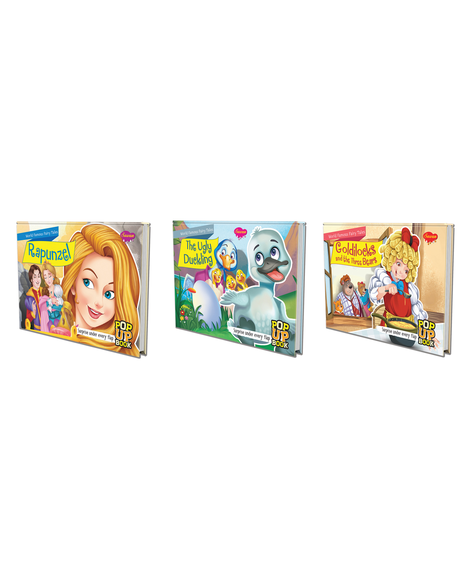 Set of 3 POP UP books World Famous Fairy Tales Rapunzel The Ugly Duckling and Goldilocks and the Three Bears Tales of Dreams Transformation and Porridge Adventures-image-4
