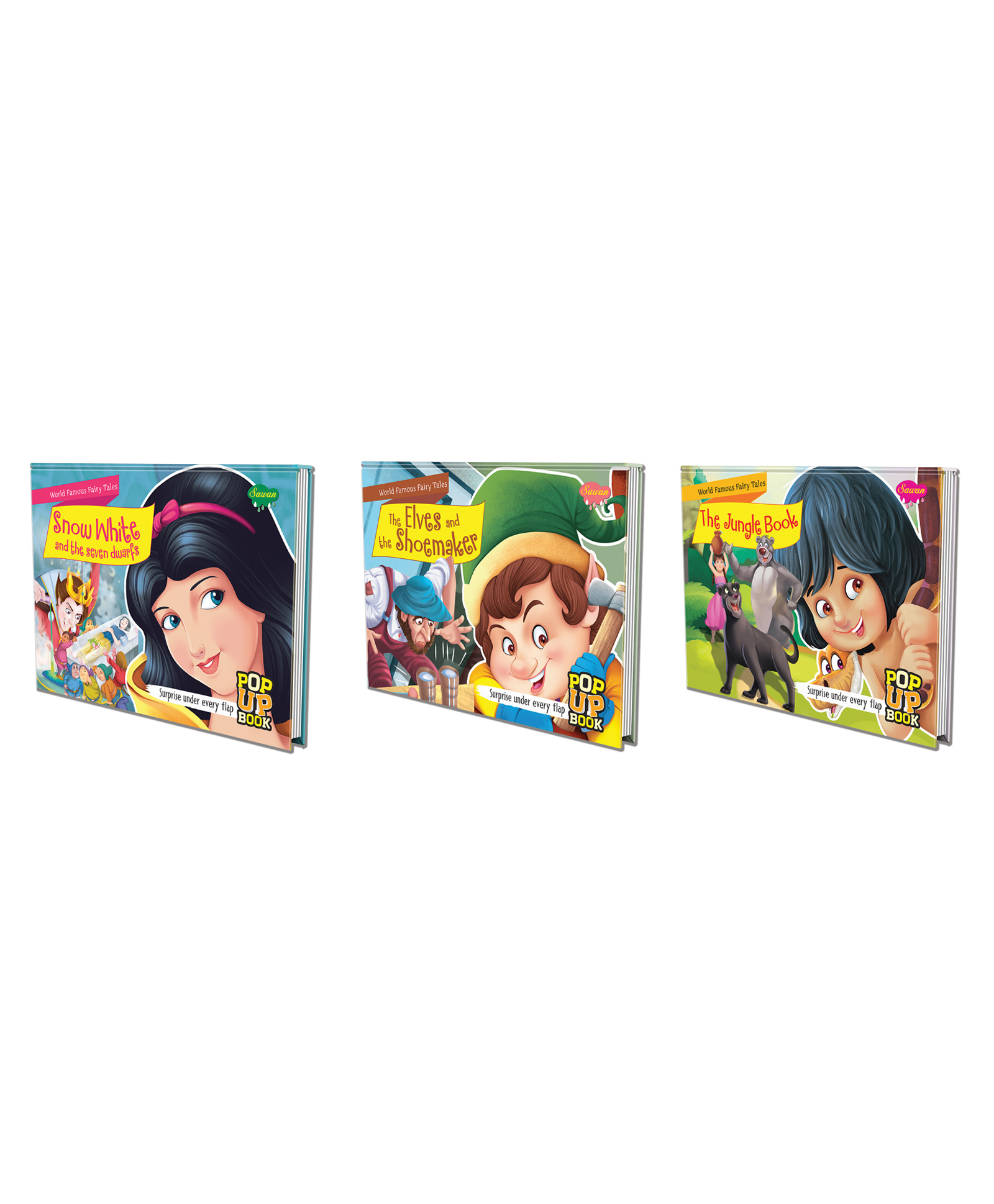 Set of 3 POP UP books World Famous Fairy Tales Snow White and the Seven Dwarfs The Elves and the Shoemaker and The Jungle Book Treasures of the Fairy Realm A Three-Book Collection' - English-image-43