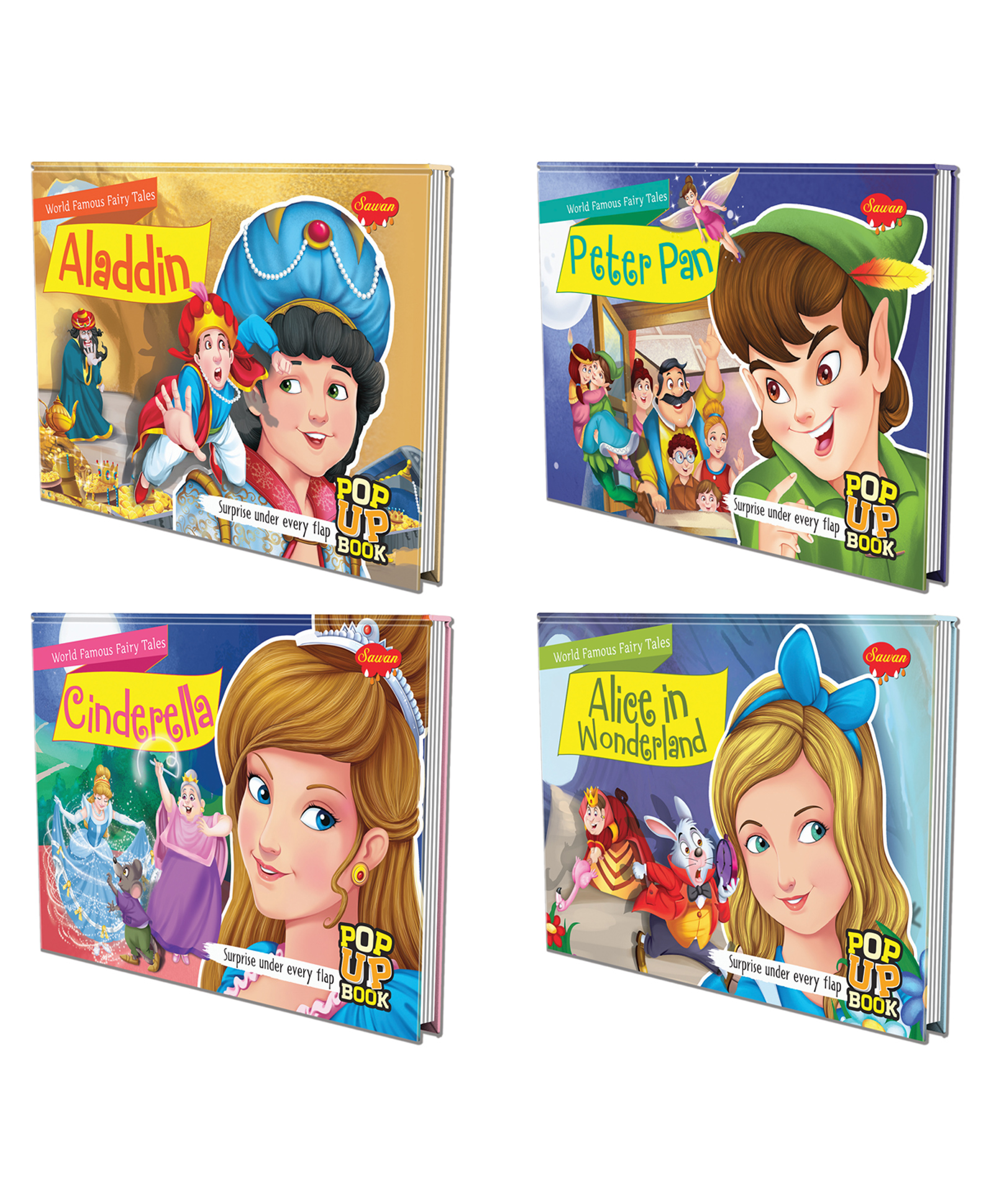 Set of 4 POP UP books World Famous Fairy Tales  Aladdin Alice in Wonderland Cinderella and Peter Pan A Kaleidoscope of Fairy Tales - English-image-9