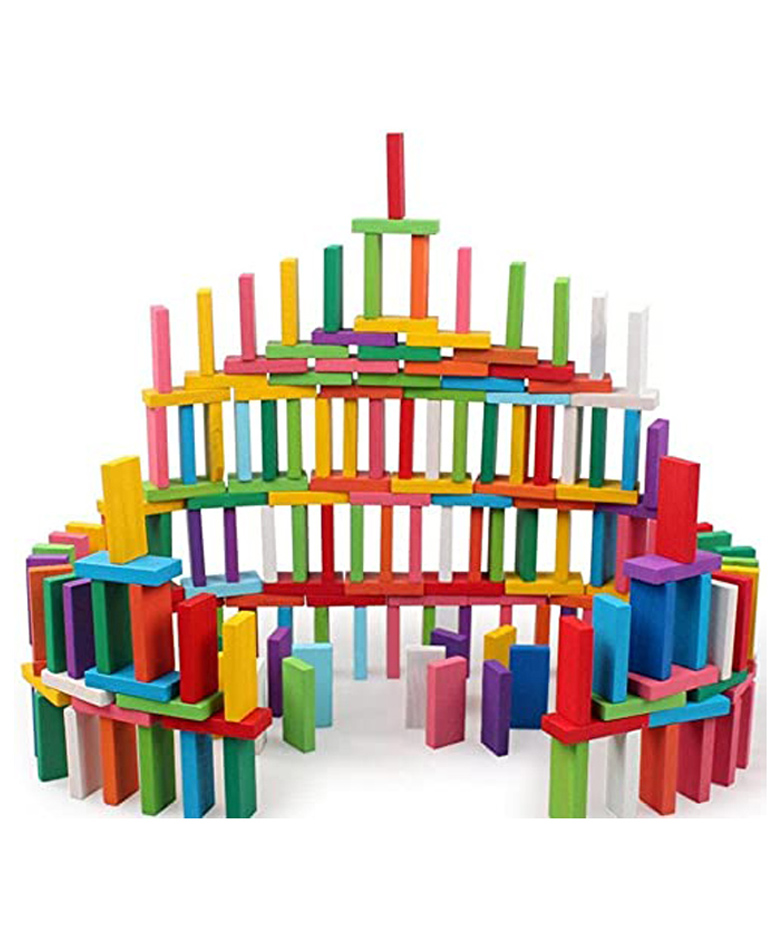 New Pinch Wooden Domino Toy Multicolour - 100 Pieces-picture-17