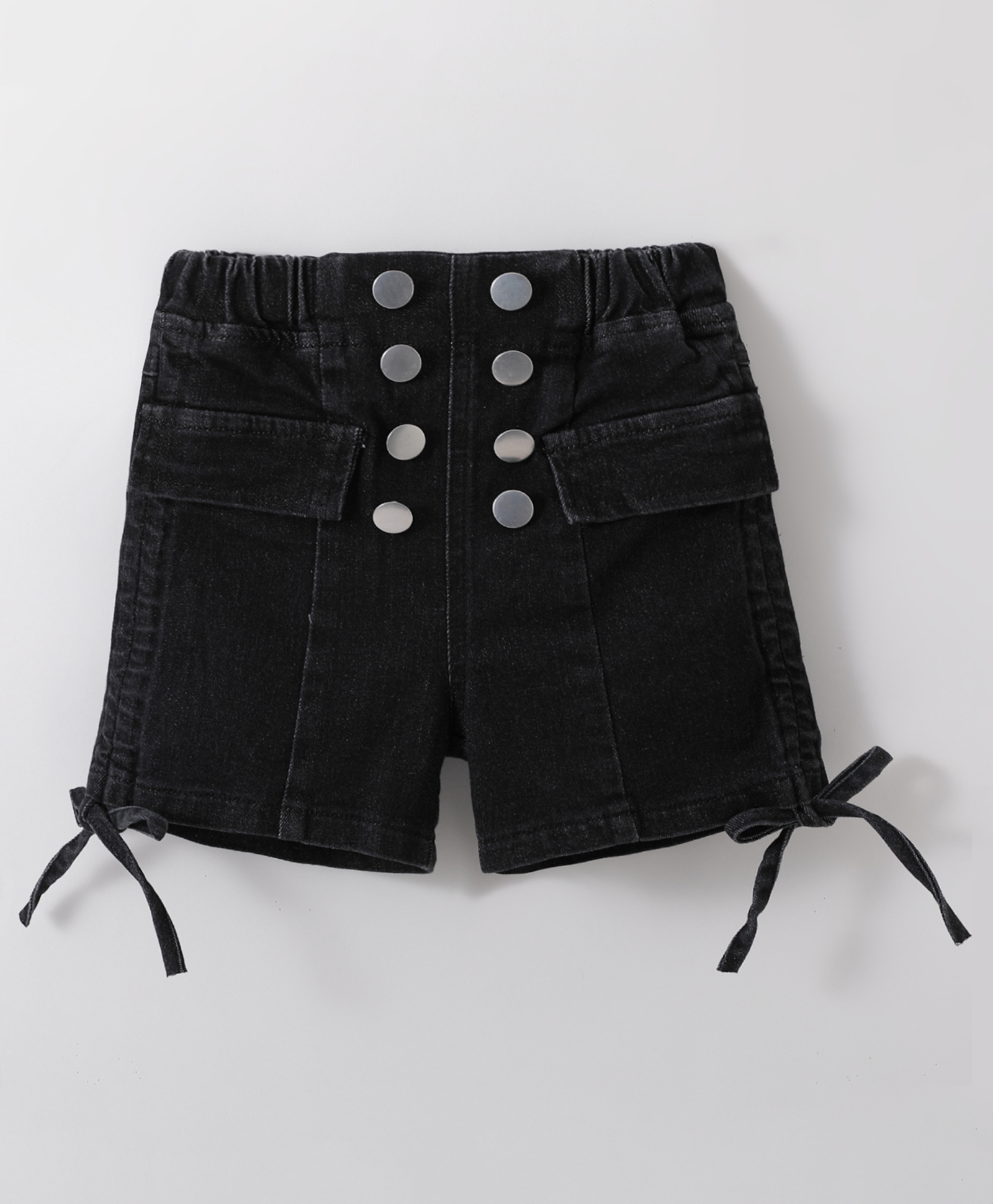 Kookie Kids Knee Length Washed Shorts - Black-picture-17