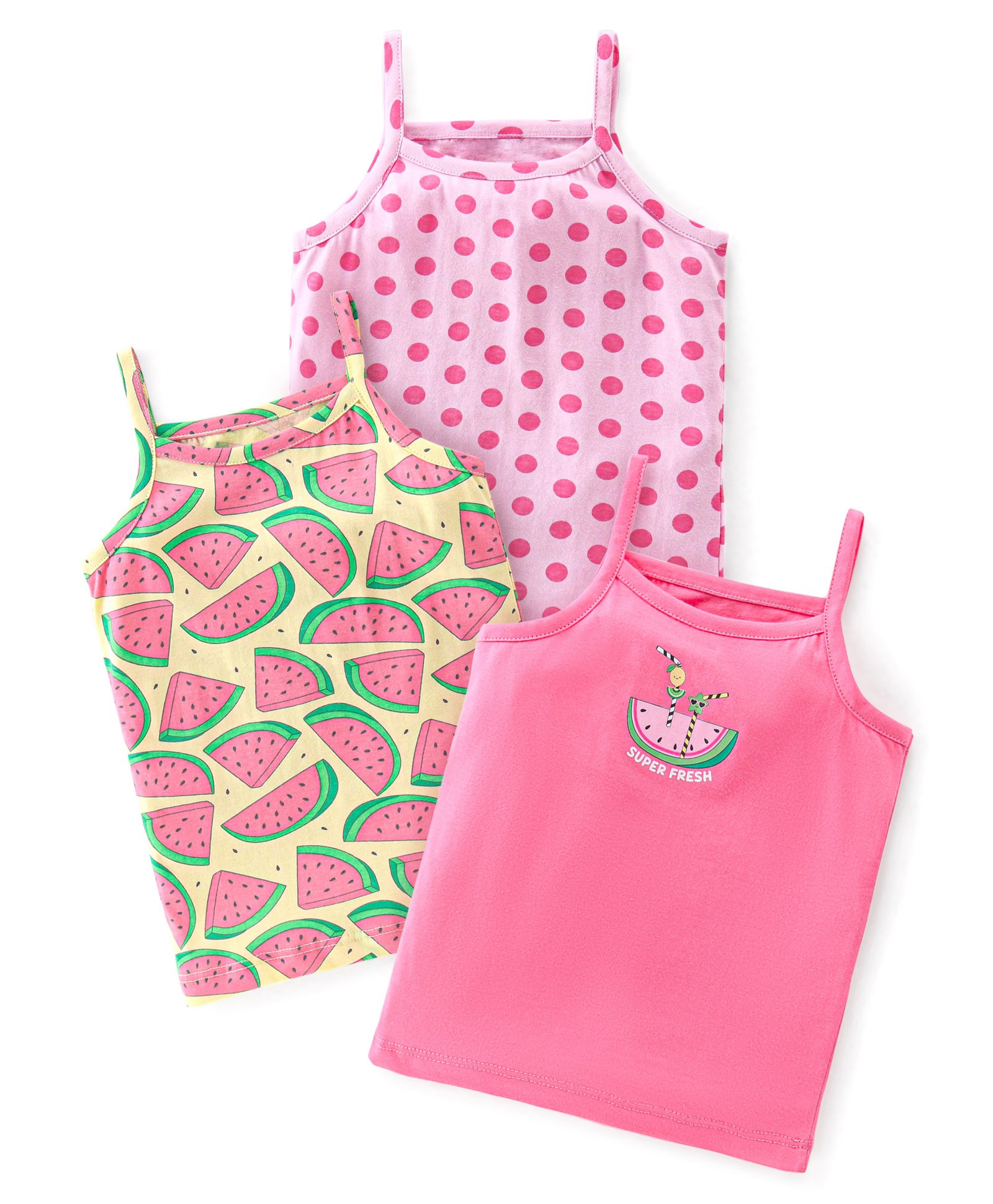 Babyhug 100% Cotton Slips Watermelon Print Pack Of 3 - Pink & Yellow-image-49