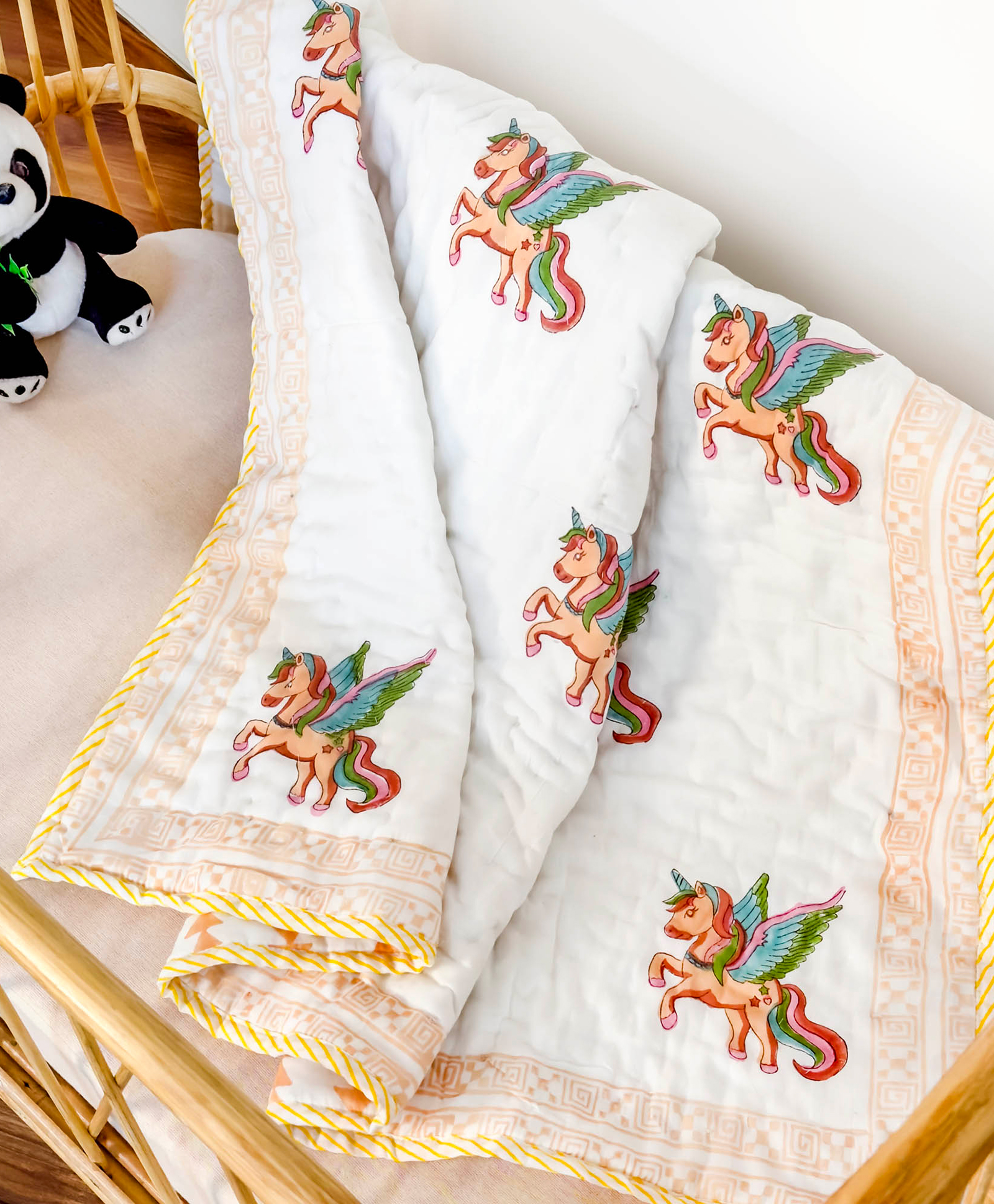 Kicks and Crawl - Flying Unicorn Quilted Thick Blanket-image-0