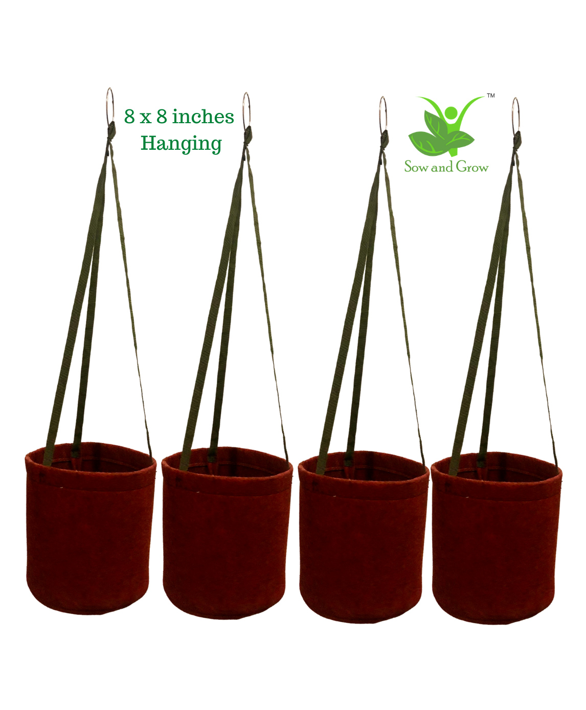 Geo Fabric Hanging Grow Bag - Set of 4-image-1