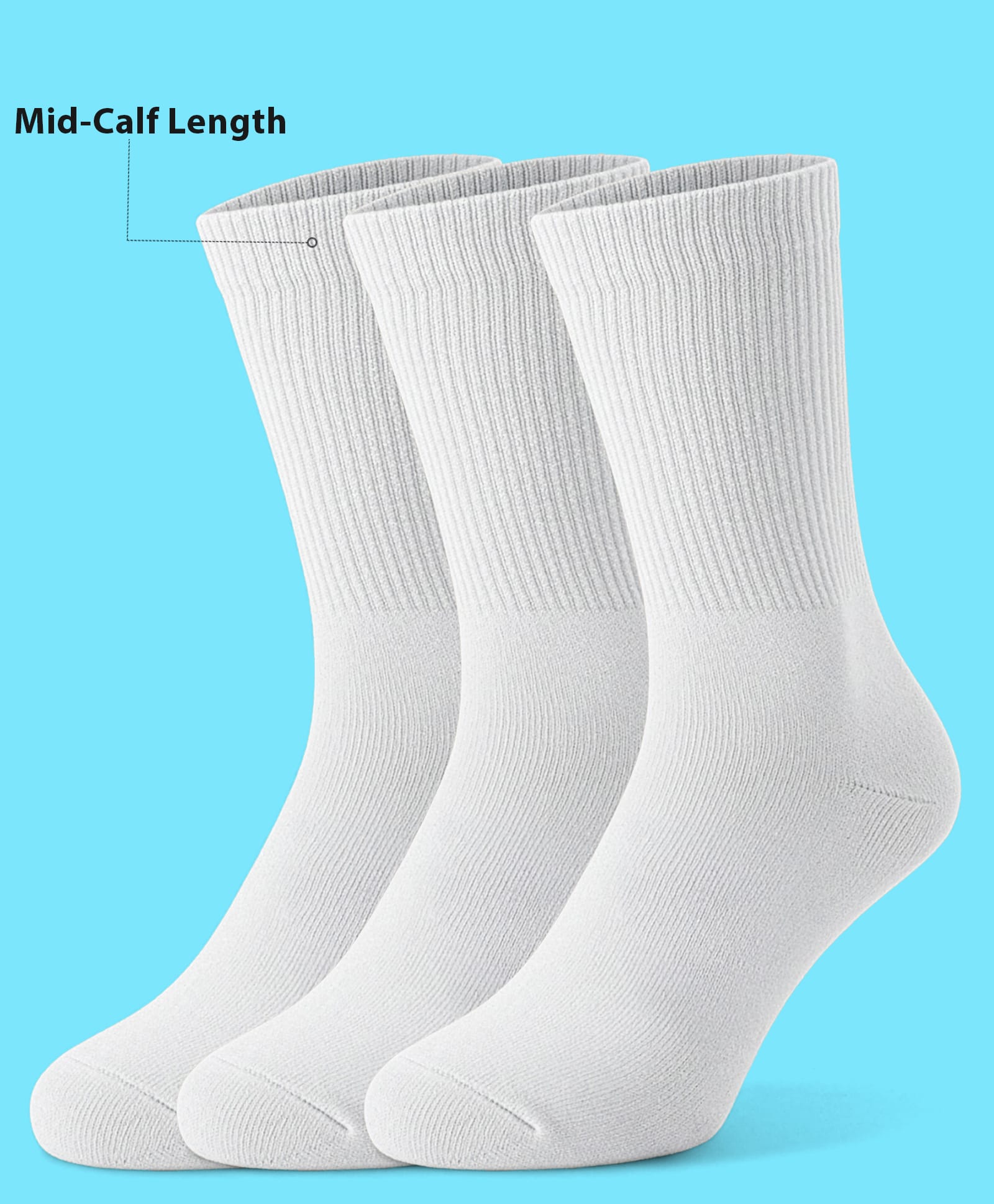 Pine Active Cotton Lycra Knit Athelisure & Sportswear  Breathable Socks  Pack Of 3 - White-image-19