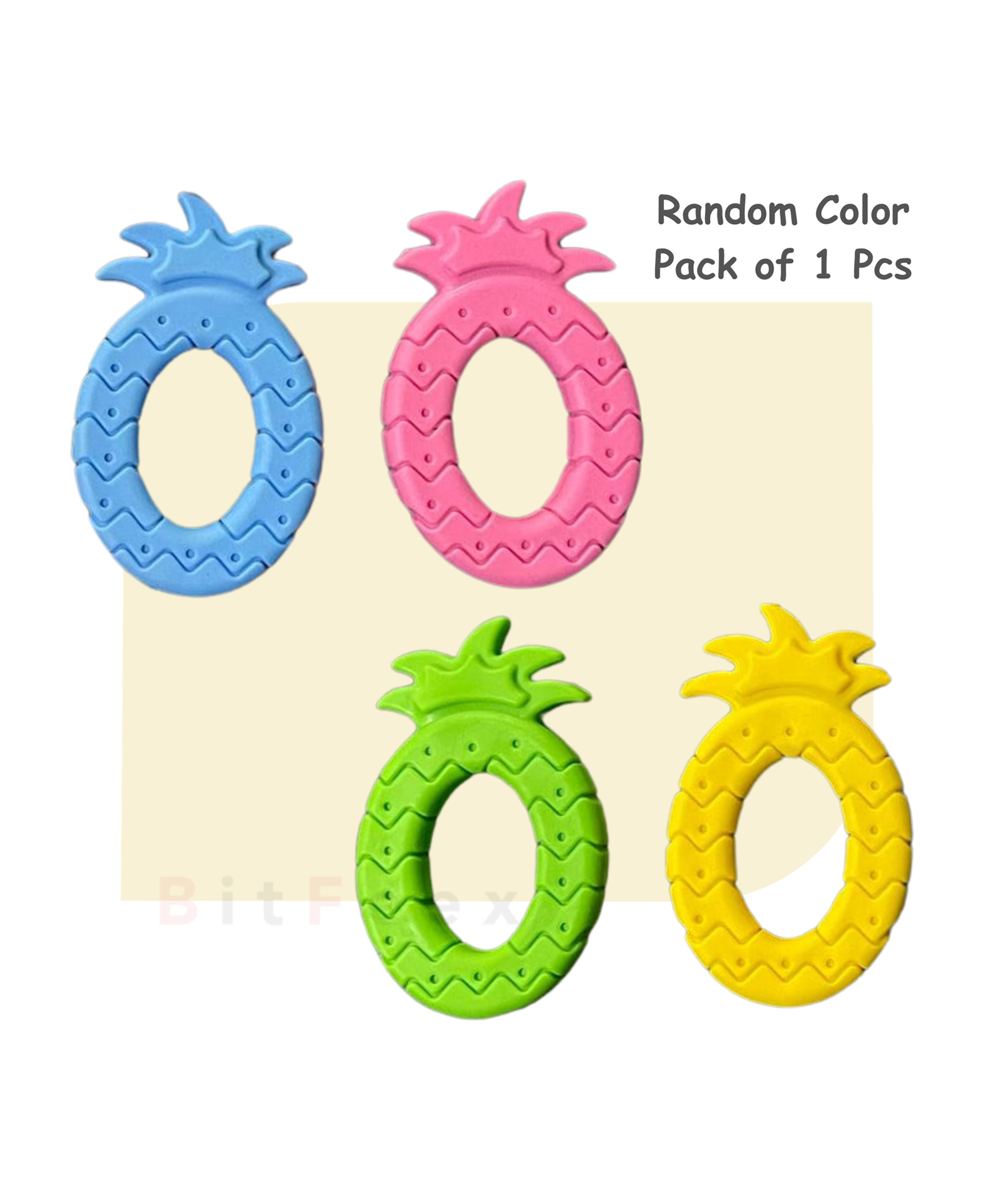 BitFeex Baby Silicone Pineapple Shape Teether Pack of 1 (Color May Vary)-image-18