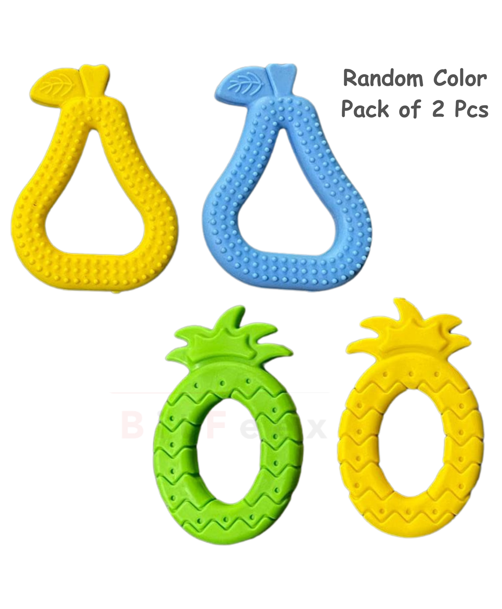 BitFeex Silicone Teether Pineapple Guava Shape for Baby Pack of 2 Pcs (Color may vary)-image-22