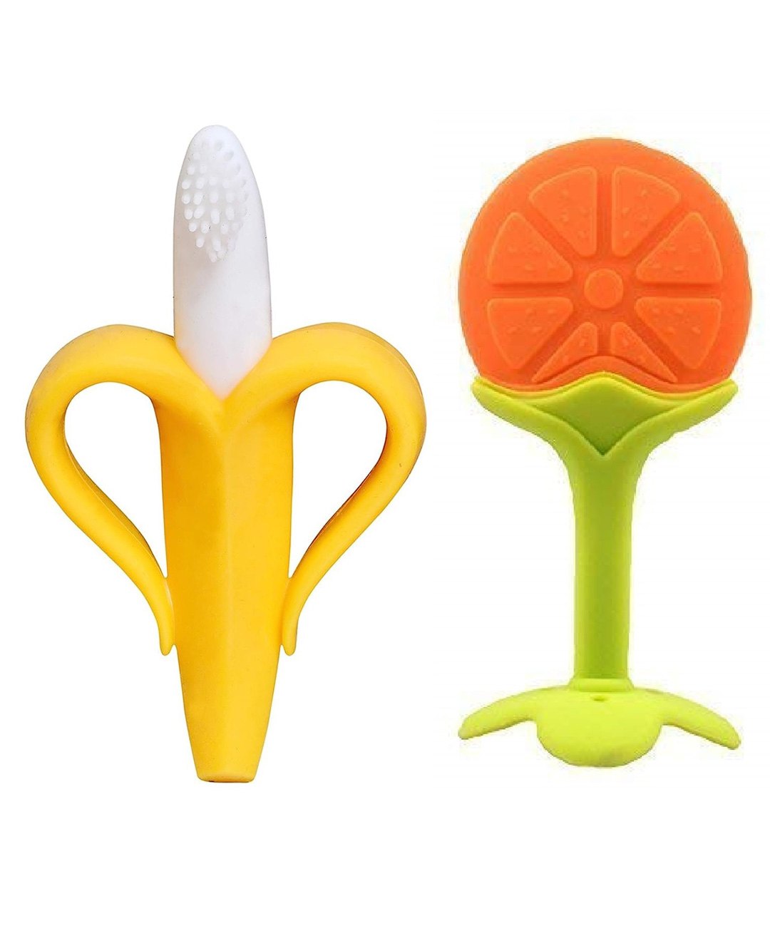 Enorme Silicone Banana Shaped Toothbrush Teether and Orange Shaped Teething Teether for Babies-image-15