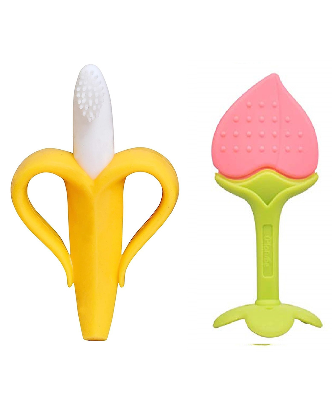 Enorme Silicone Banana Shaped Toothbrush Teether and Peach Shaped Teething Teether for Babies-image-32