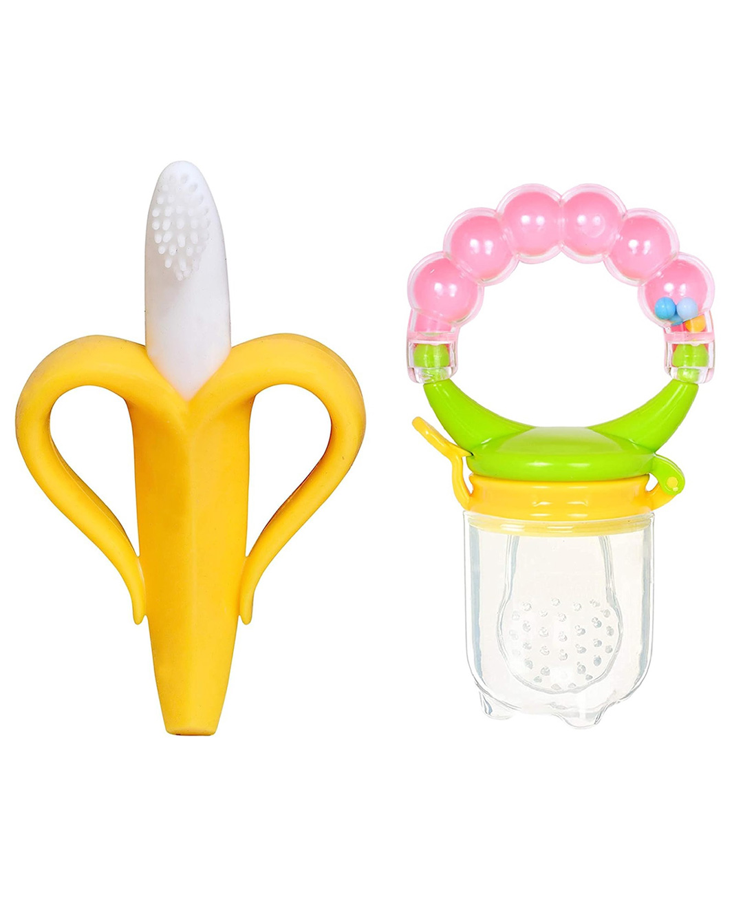 Enorme Silicone Banana Shaped Toothbrush Teether and Ring Style Food Fruit Feeder Nibbler Pacifier for Babies-image-41