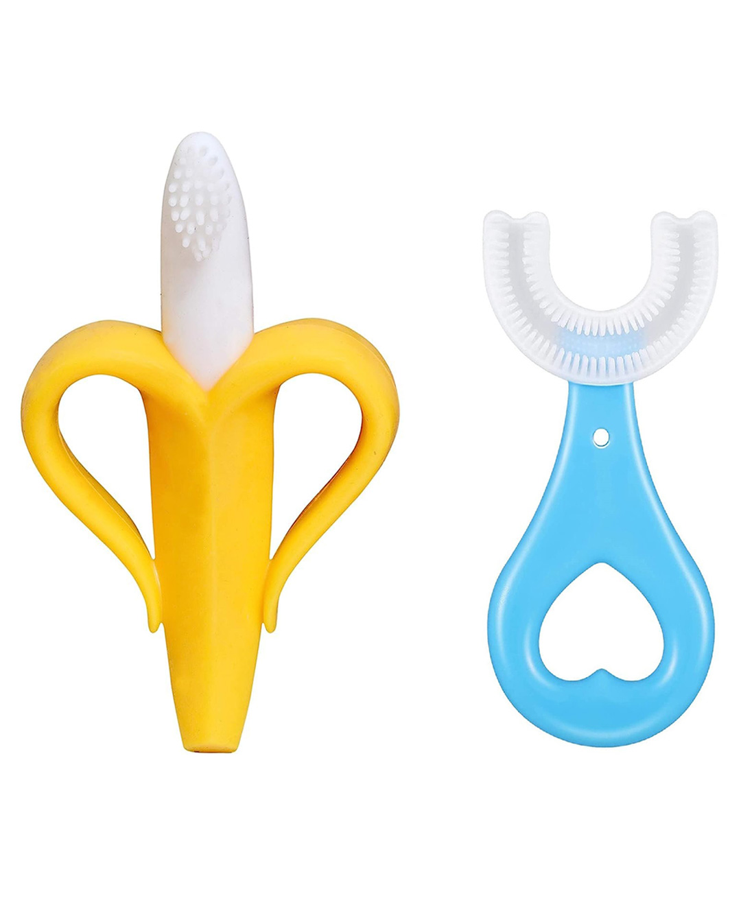 Enorme Silicone Banana Shaped Toothbrush Teether with U-shaped Soft Silicone Mouth Cleaning Toothbrush For Kids-picture-2