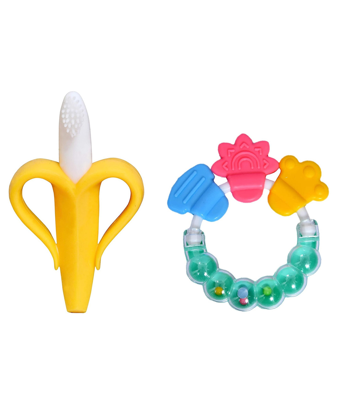 Enorme Silicone Banana Shaped Toothbrush Teether and Round Shape BPA Free Silicone Bell Teether Ring for Babies-picture-23