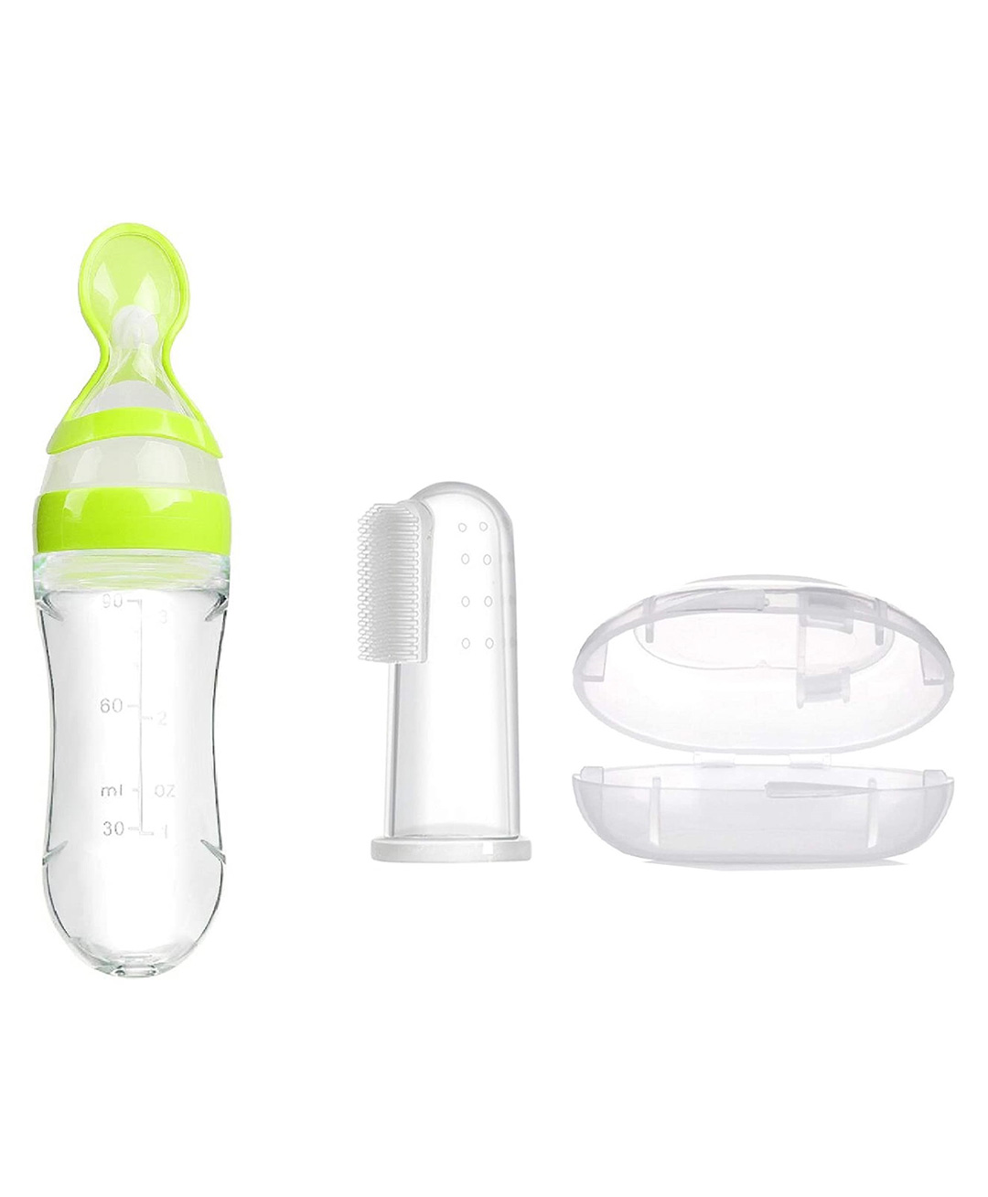 Enorme Silicone Easy Squeezy Spoon Food Feeder and Baby Silicone Finger Toothbrush with case for Babies-image-31