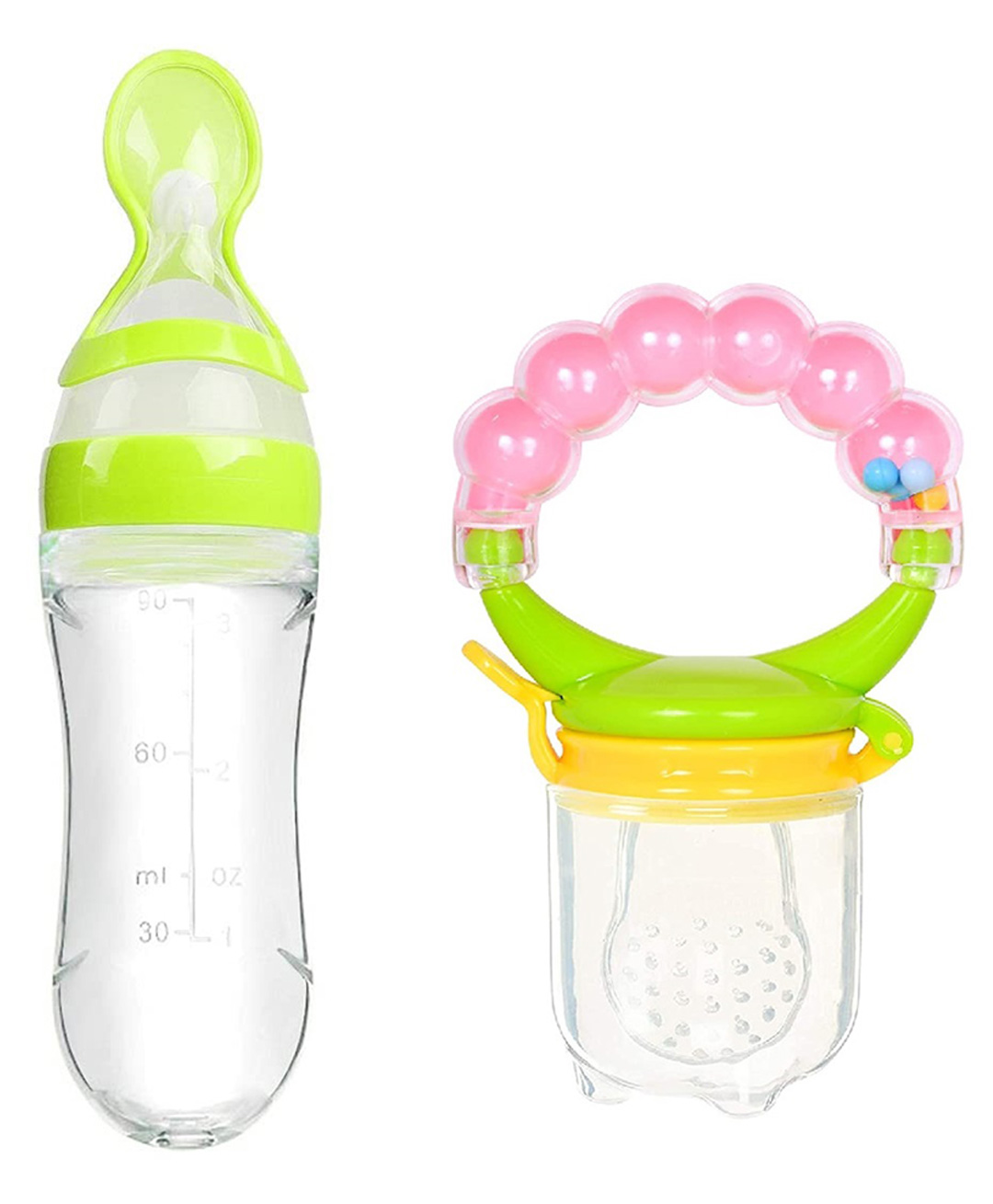 Enorme Silicone Easy Squeezy Spoon Food Feeder and Ring Style Food Fruit Feeder Nibbler Pacifier for Babies-image-19