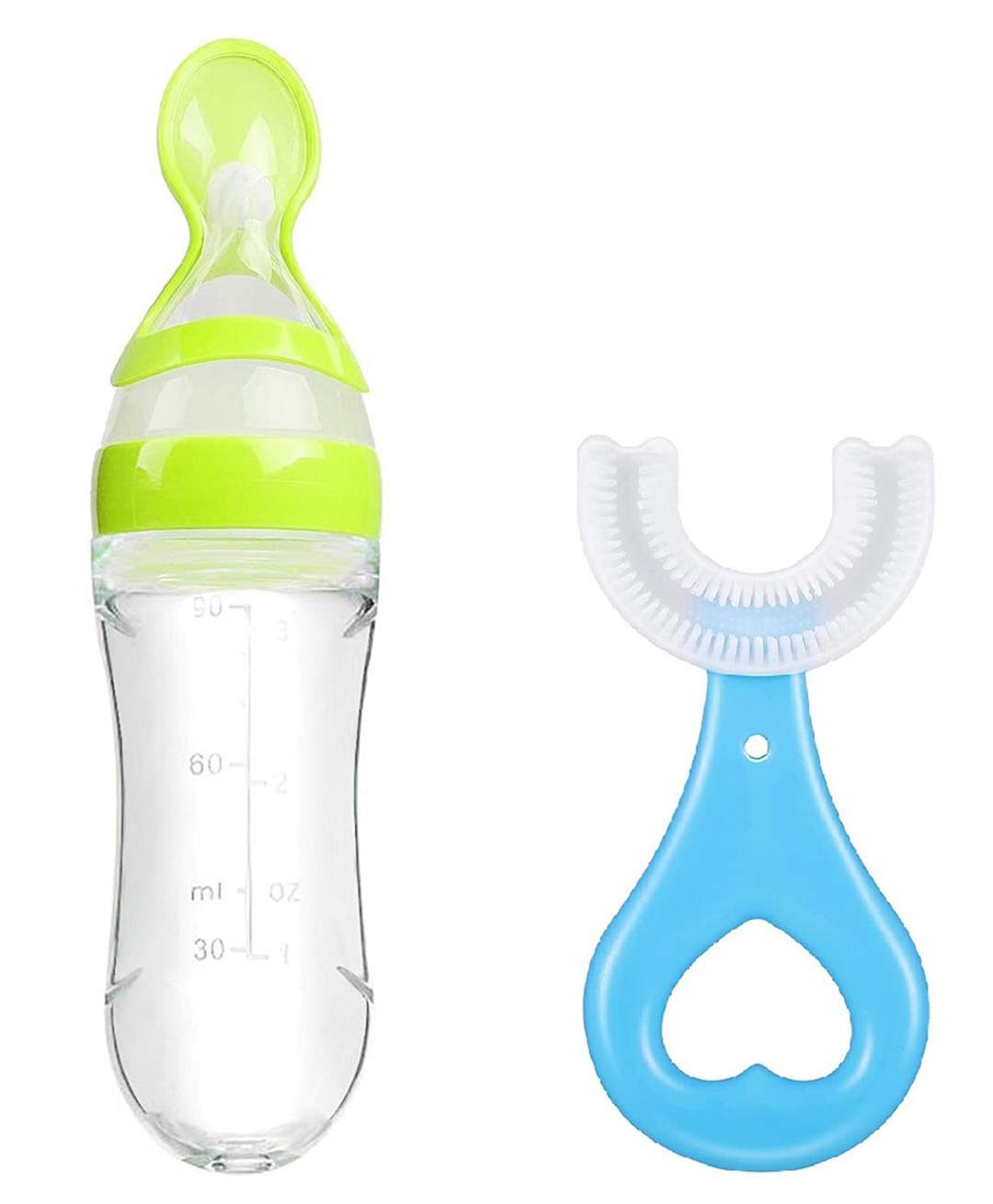Enorme Silicone Easy Squeezy Spoon Food Feeder with U-shaped Soft Silicone Mouth Cleaning Toothbrush For Kids-picture-25