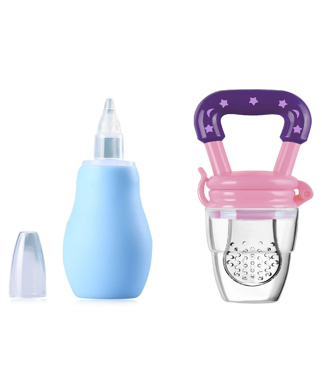 Enorme Baby Silicone Blue Nose Cleaner Nasal Aspirator with Silicone Fruit and Food Nibbler Pacifier for Babies-image-28