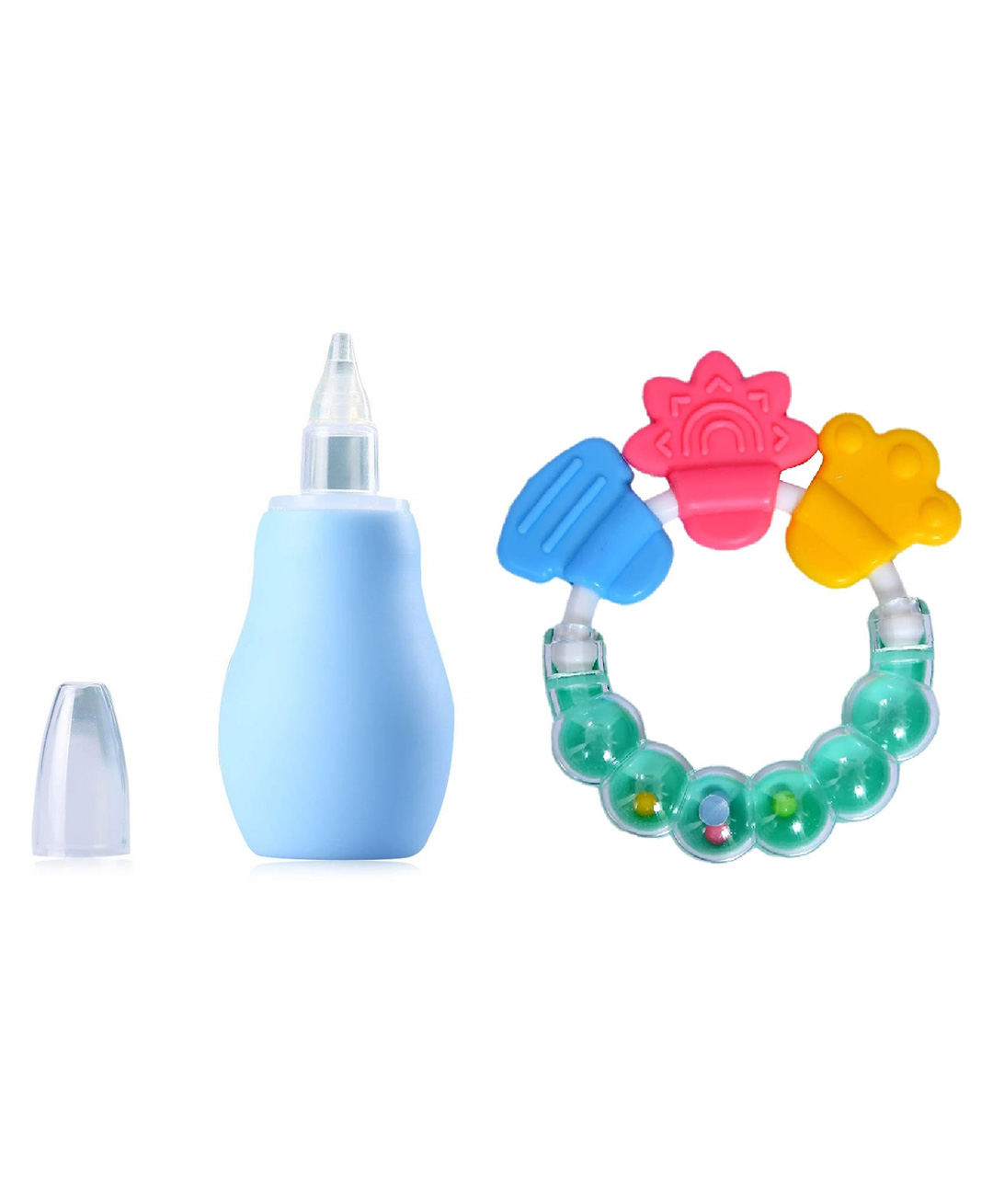 Enorme Baby Silicone Blue Nose Cleaner Nasal Aspirator and Round Shape BPA Free Silicone Bell Teether Ring for Babies-picture-22