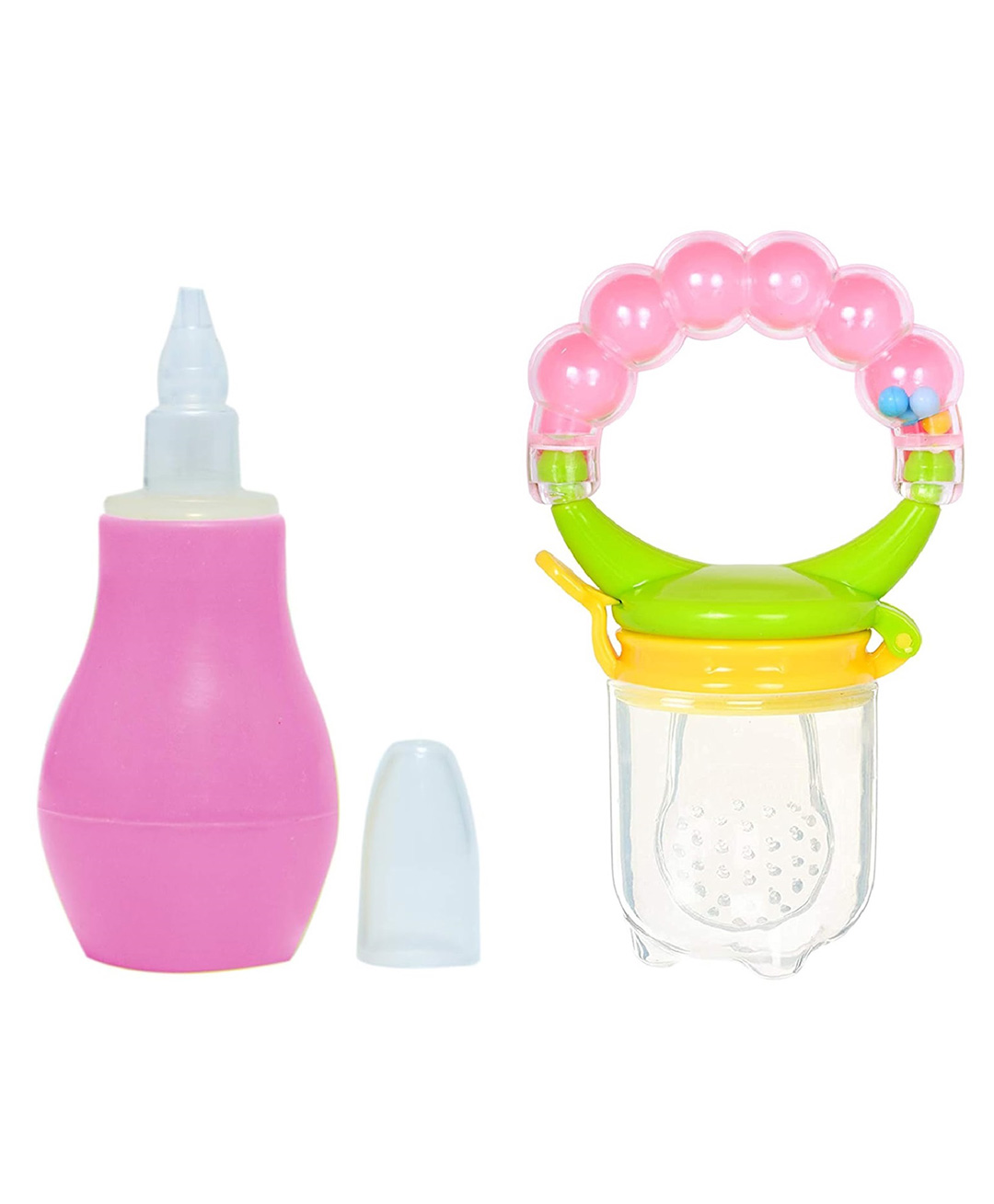Enorme Baby Silicone Pink Nose Cleaner Nasal Aspirator and Ring Style Food Fruit Feeder Nibbler Pacifier for Babies-image-20