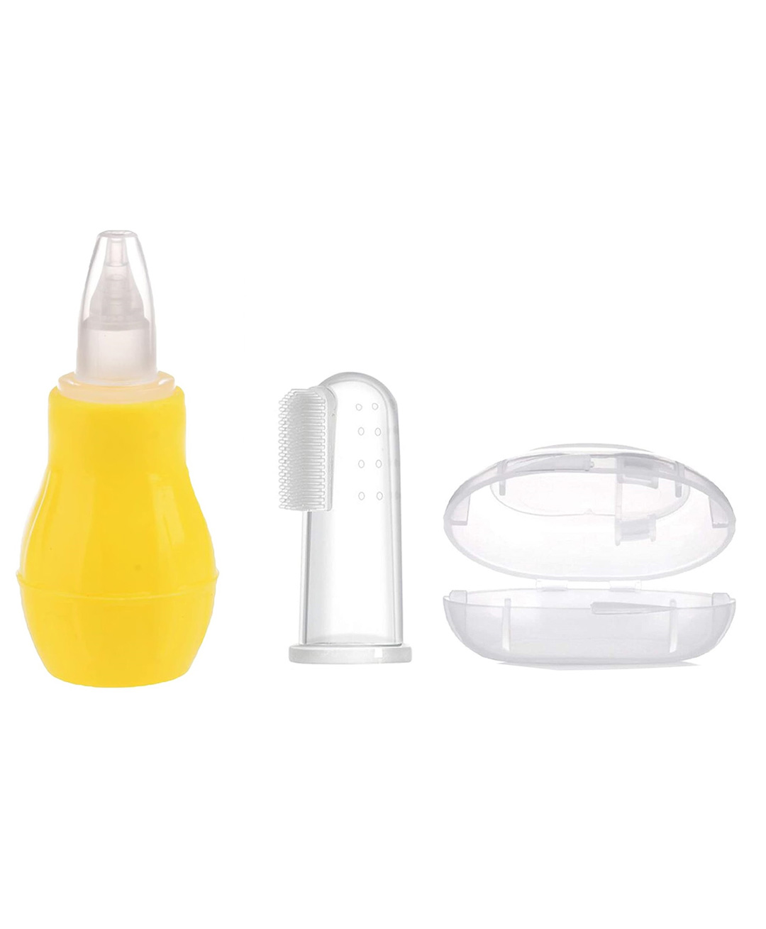 Enorme Baby Silicone Yellow Nose Cleaner Nasal Aspirator and Baby Silicone Finger Toothbrush with case for Babies-picture-39