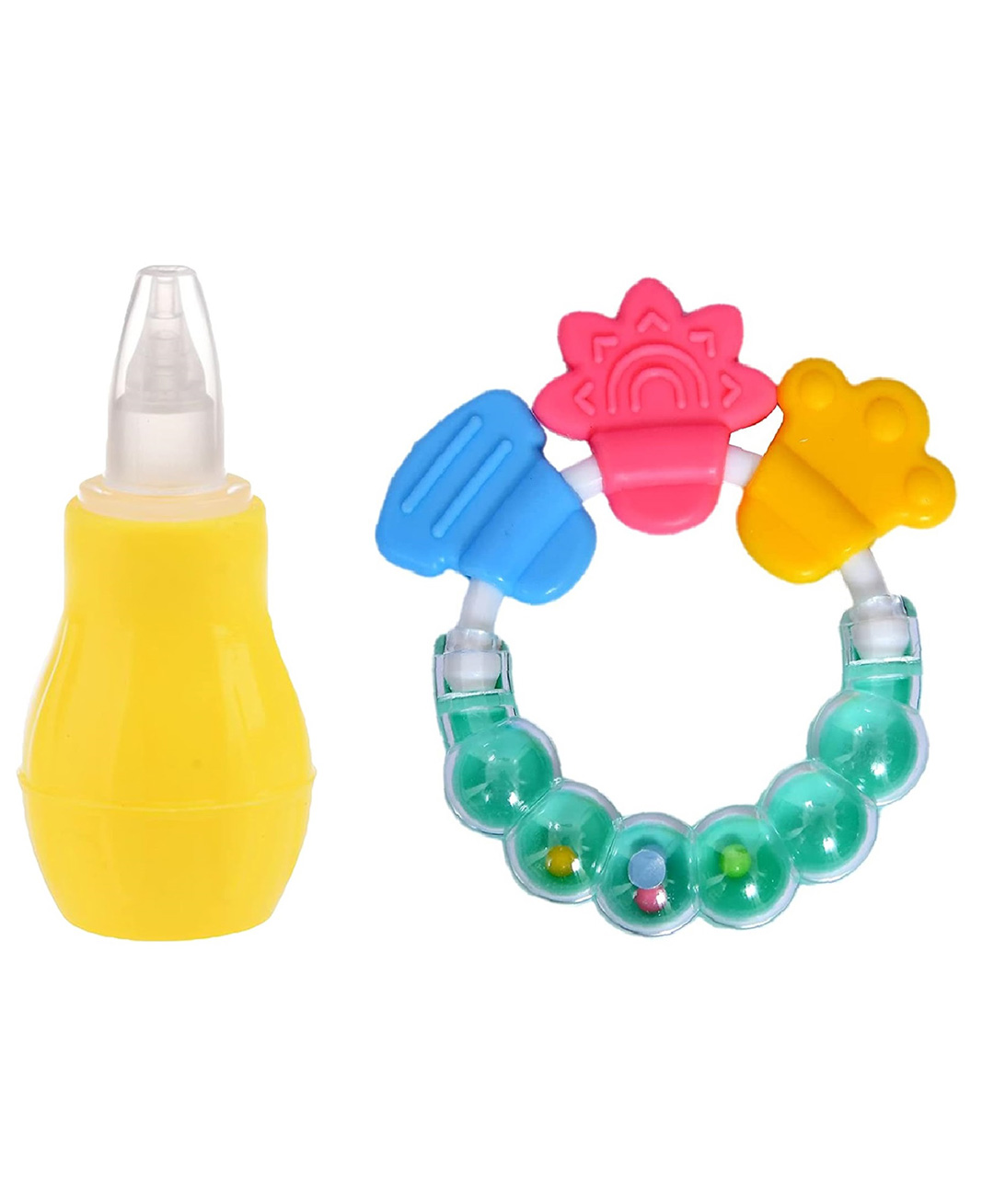 Enorme Baby Silicone Yellow Nose Cleaner Nasal Aspirator and Round Shape BPA Free Silicone Bell Teether Ring for Babies-picture-47