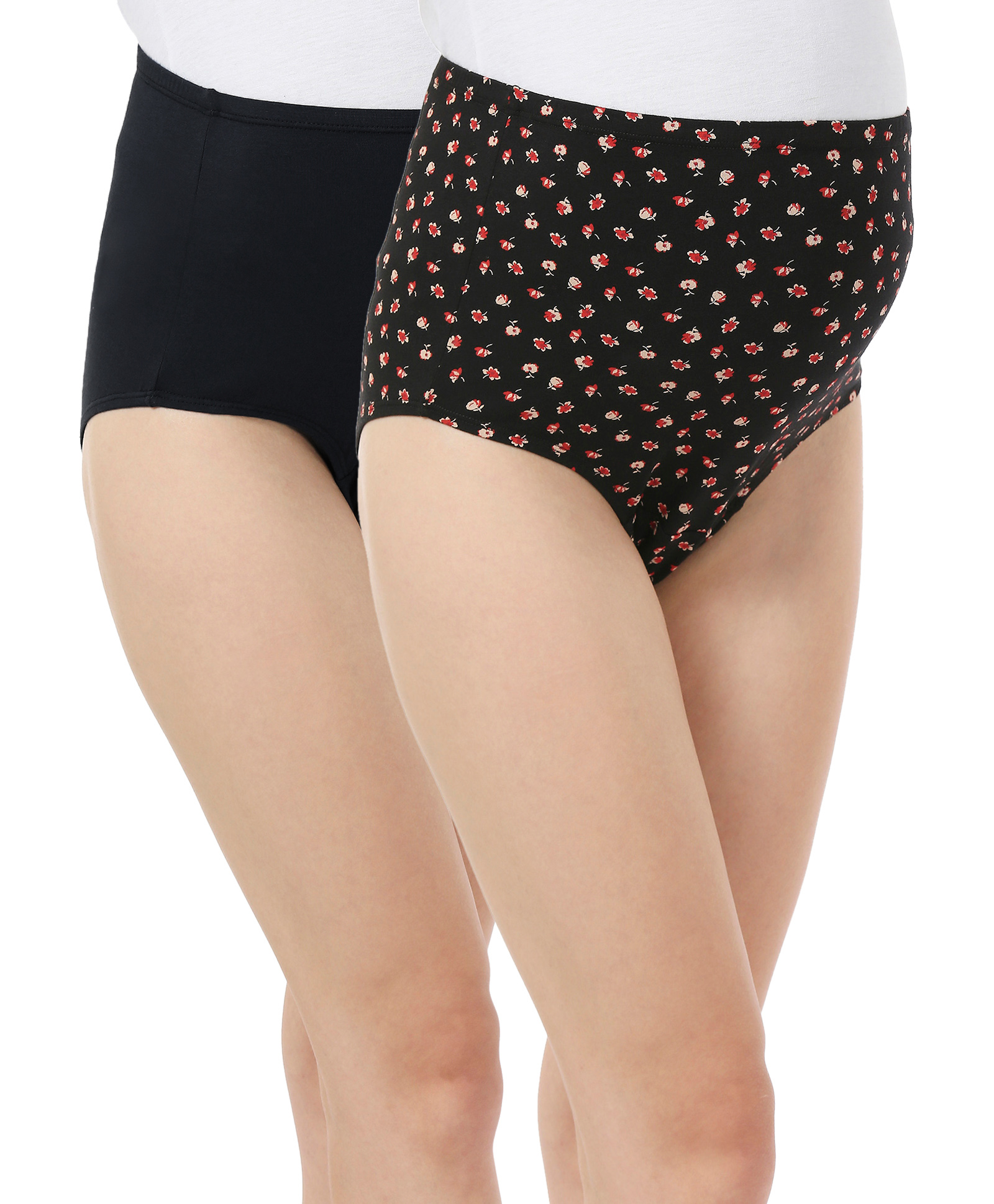 Bella Mama Cotton Elastane High Coverage Panties Pack of 2 (Color & Print May Vary)-image-31
