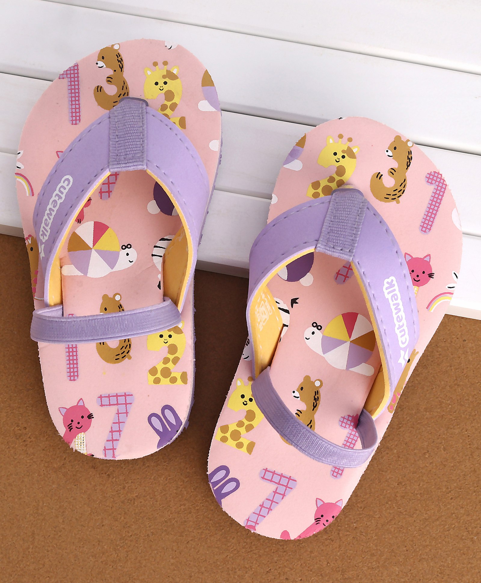 Cute Walk by Babyhug Slip On Flip Flops with Turtle Print- Pink & Purple-image-42