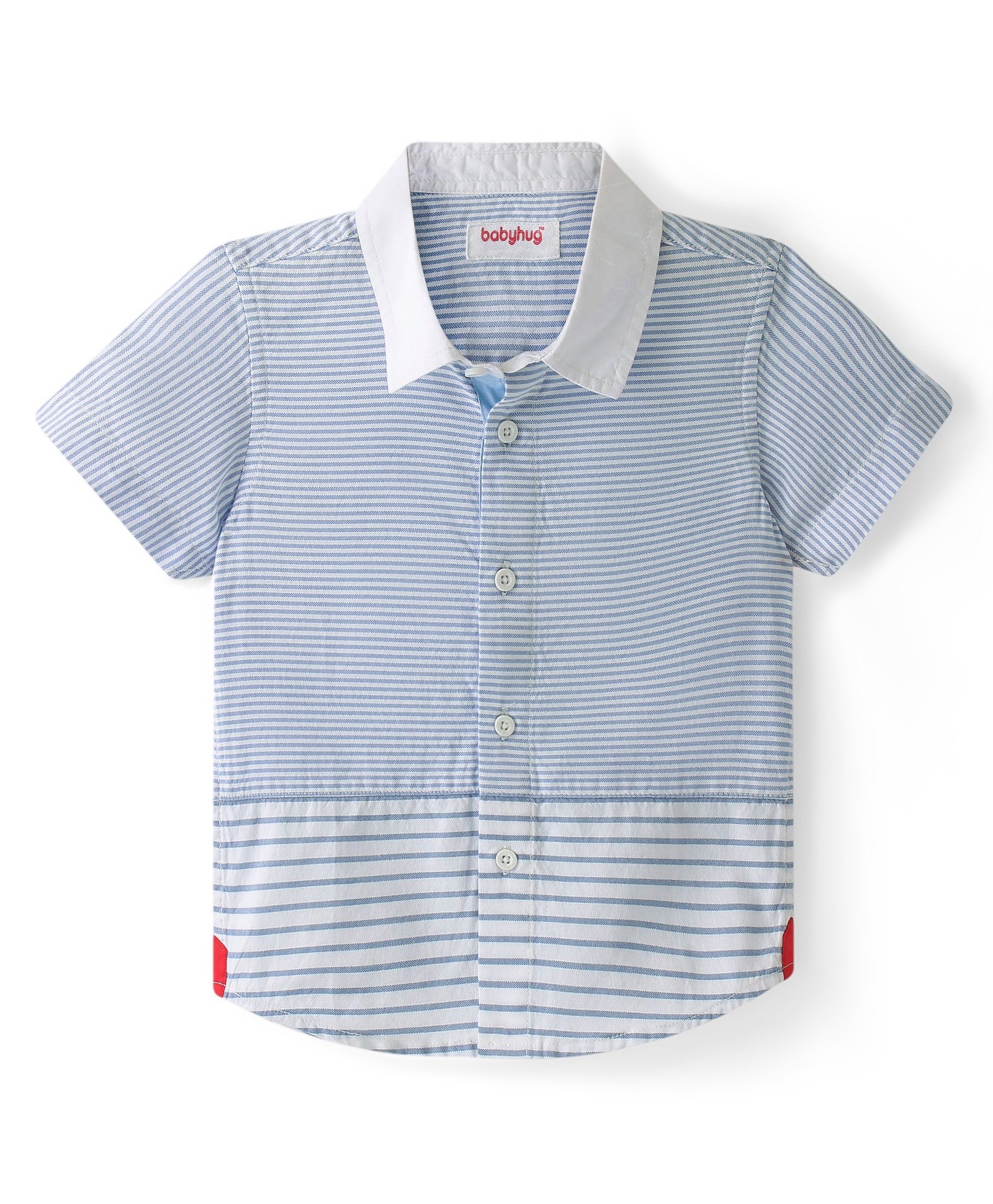 Babyhug Cotton Half Sleeve Striped Shirt -  Blue-image-16
