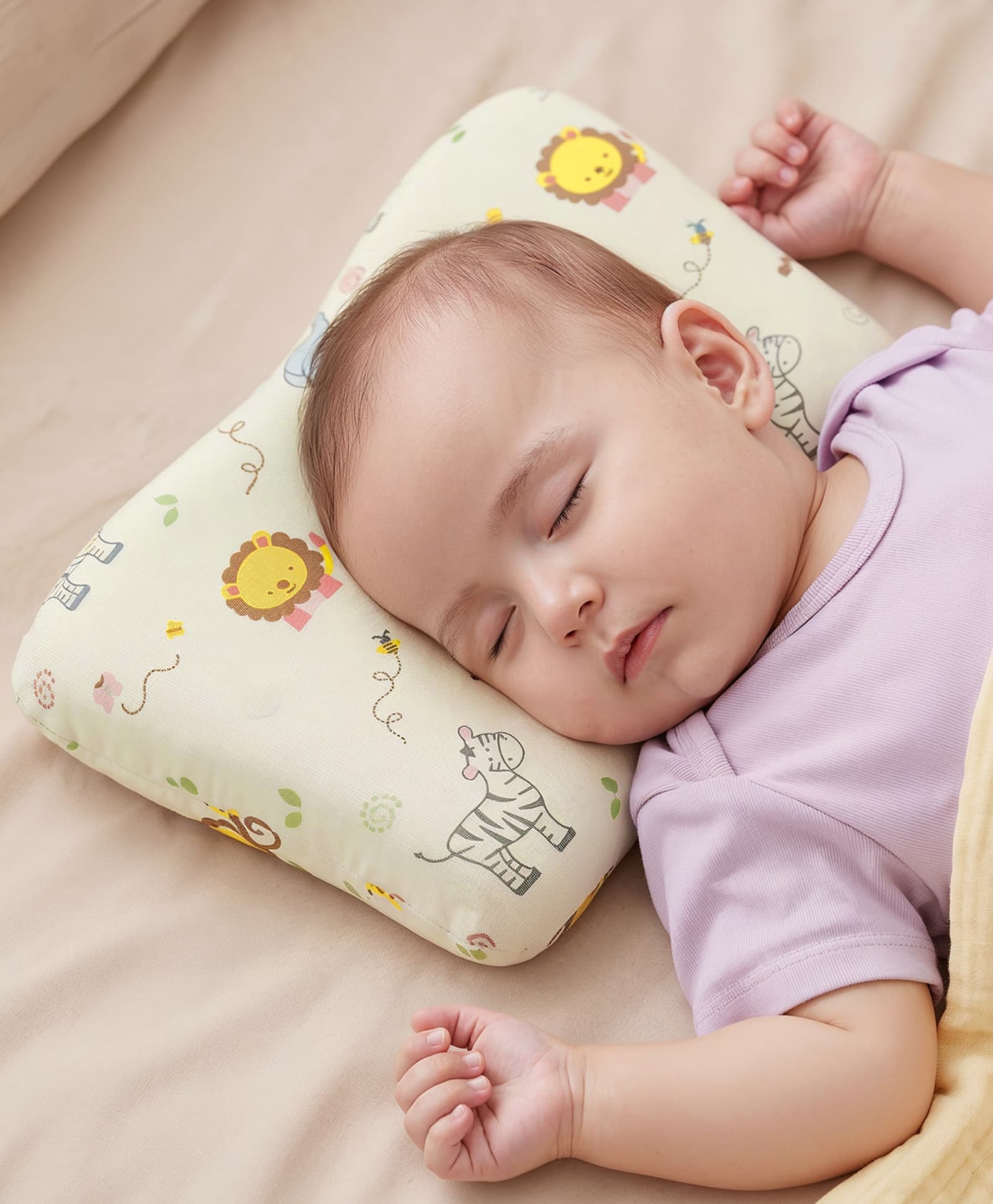 Babyhug Premium Rectangular Memory Foam Head Shaping Baby Pillow Animal Theme- Green-image-25