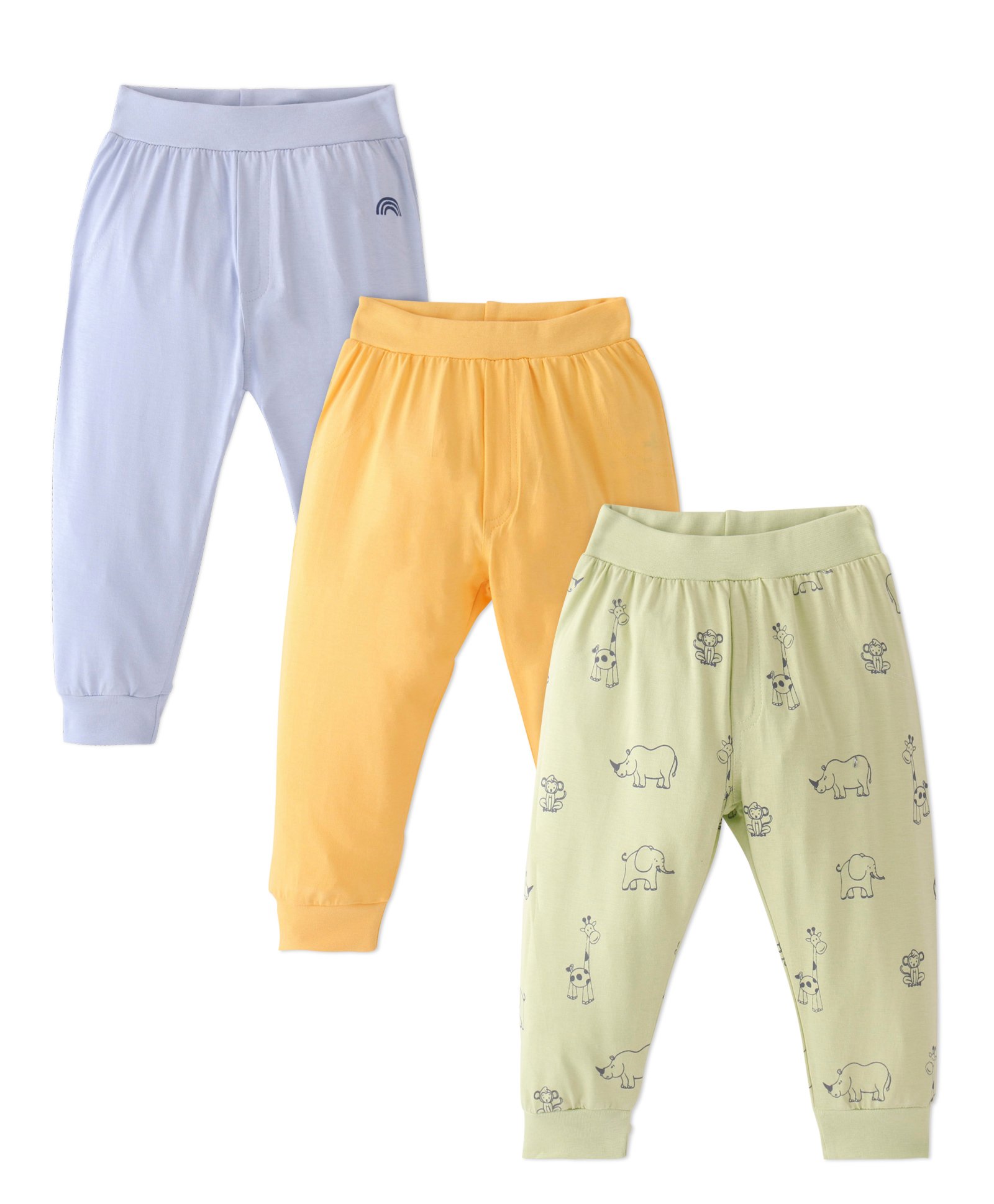 Doodle Poodle 100% Cotton Single Jersey Knit Lounge Pant Elephant Pack of 3 - Blue Green & Yellow-picture-23